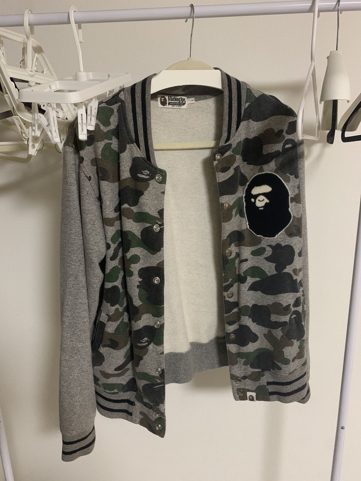 image of Bape Heather 1St Camo Sweat Jacket (2015) in Grey, Men's (Size Large)