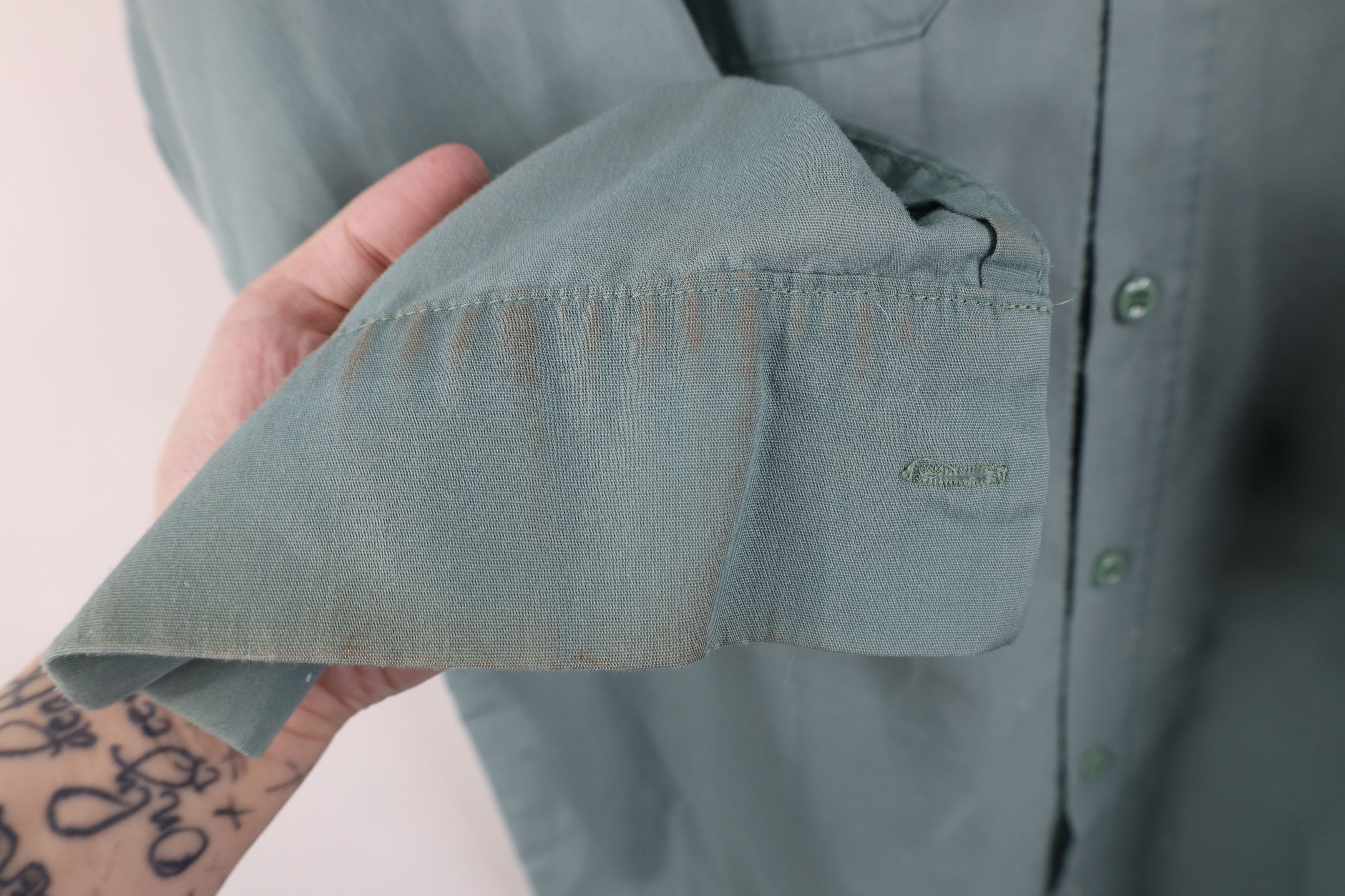 Vintage Vintage 70s Streetwear Mechanic Button Shirt Teal USA Size US M / EU 48-50 / 2 - 5 Thumbnail