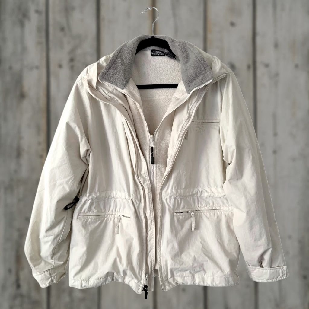 Vintage Women's White Sierra 2-in-1 Fleece + Water Resistant Windbreaker Snow Jacket-Med Size M / US 6-8 / IT 42-44 - 1 Thumbnail