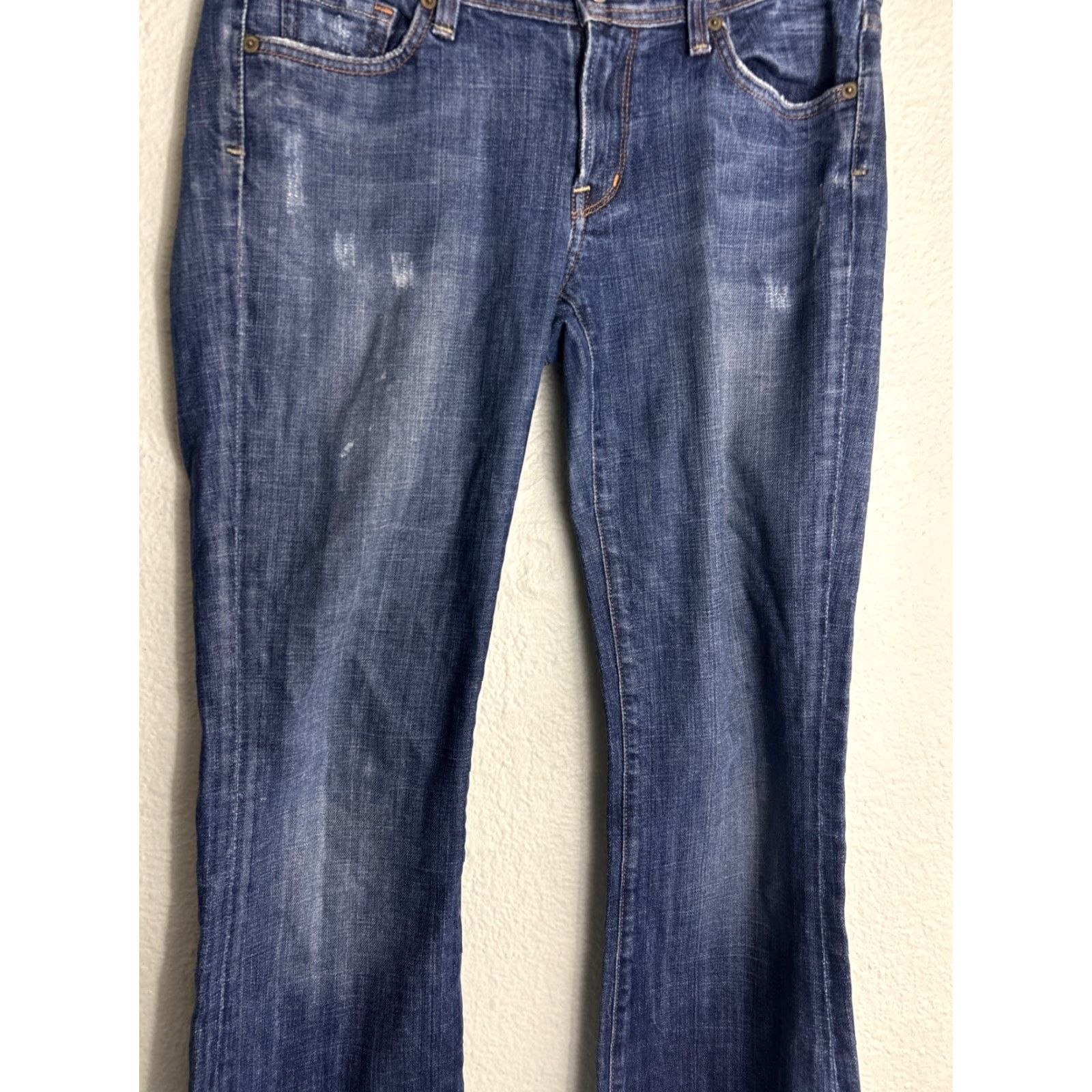 Citizens Of Humanity Citizens of Humanity Jeans Womens 30 Flare Low Rise Distressed Blue Denim Stretch 28in Inseam Regular Fit Raw Hem Av a 109 Size 30" / US 8 / IT 44 - 3 Thumbnail