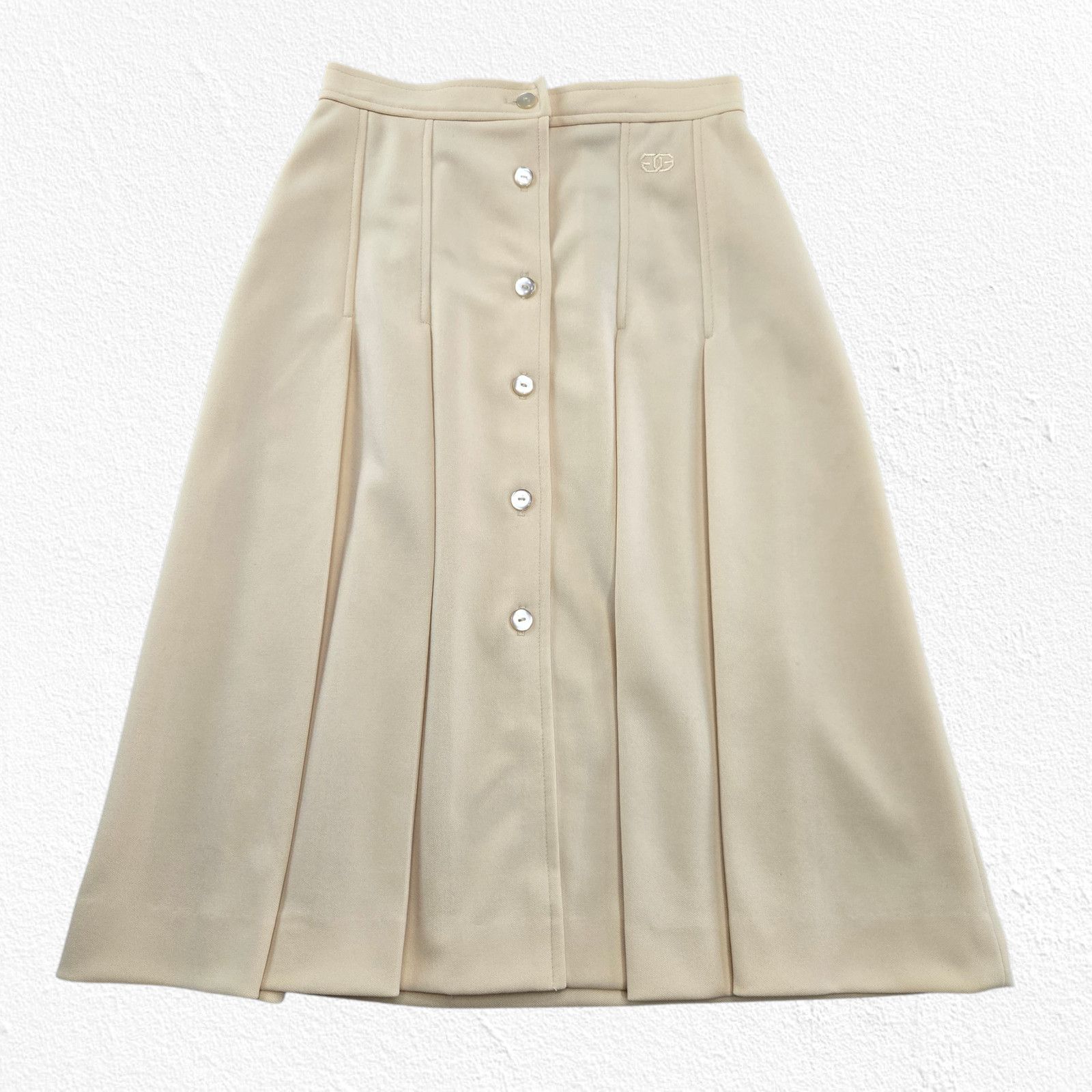 Givenchy Vintage Givenchy Paris New York A-Line Midi Skirt Cream 4 Size 27" / US 4 / IT 40 - 2 Thumbnail