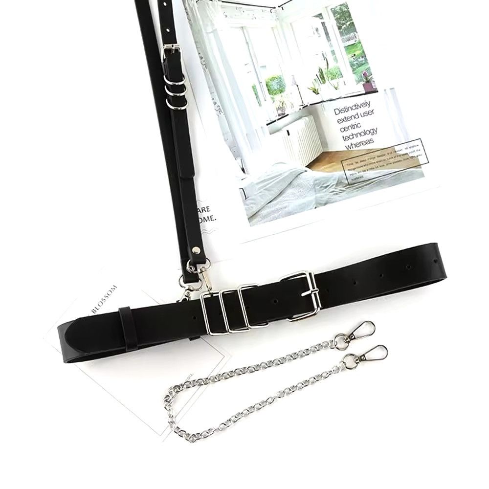 Other Black Pu Leather Harness Waist Belt Size ONE SIZE - 10 Thumbnail