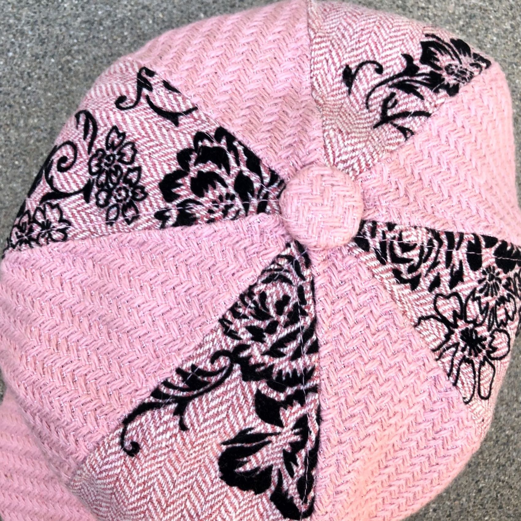 Pinko VINTAGE UBI Hats Floral Newsboy Hat Women's One Size Pink Cap Woven Size ONE SIZE - 3 Thumbnail