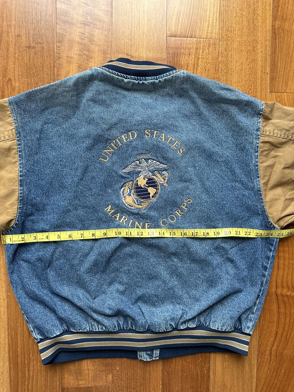 Vintage Vintage 90s United States Marine Corps Denim Bomber Jacket Size US L / EU 52-54 / 3 - 11 Thumbnail