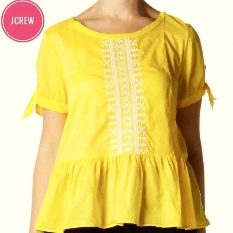 J.Crew J CREW Embroidered Peplum Top Yellow Womens 4 Size S / US 4 / IT 40 - 7 Thumbnail