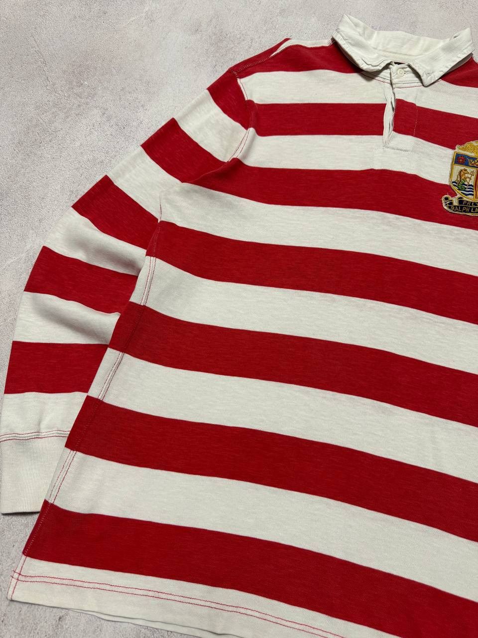 Vintage Vintage Polo Ralph Lauren Rugby Striped Sweatshirt Y2K 90s Size US XL / EU 56 / 4 - 4 Thumbnail