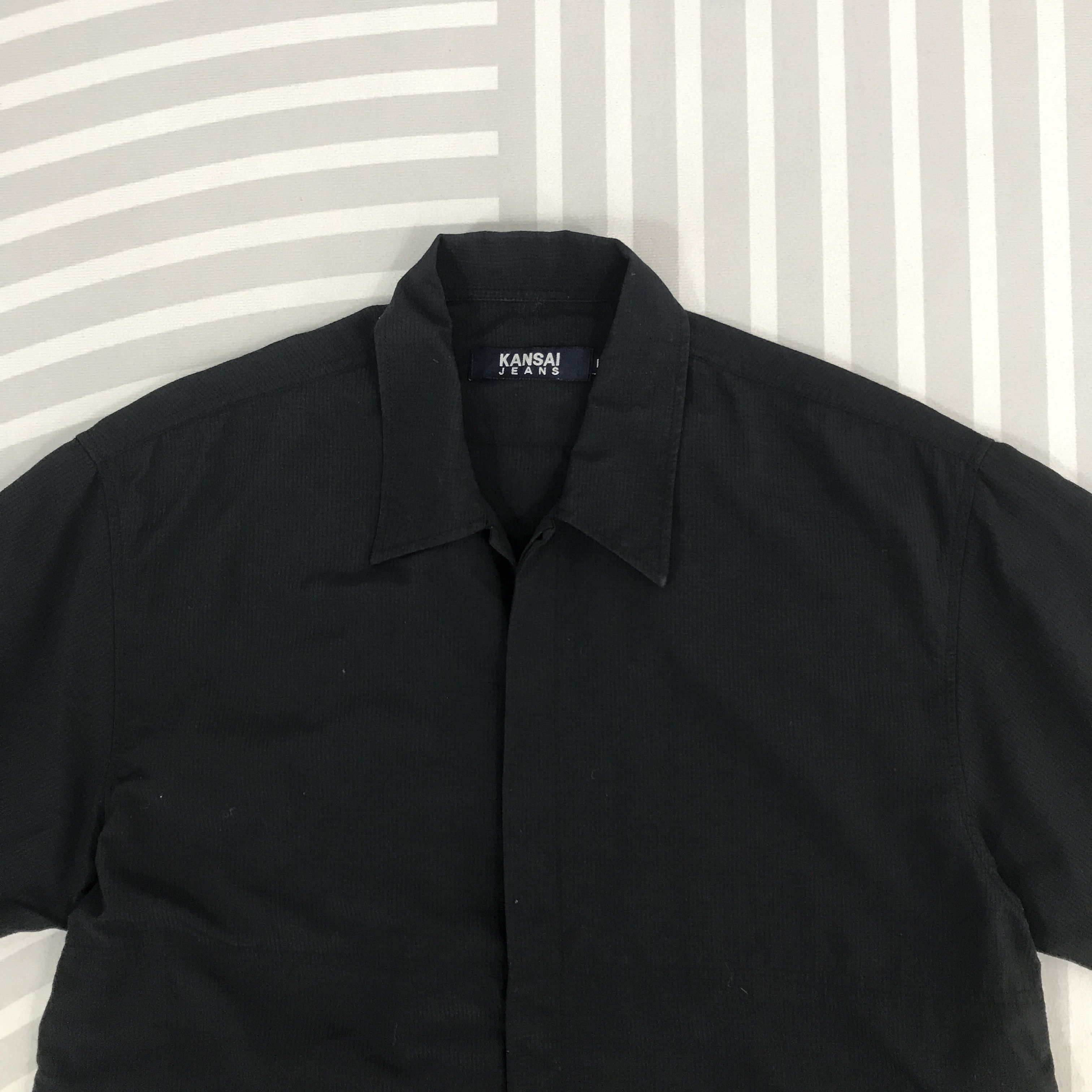 Japanese Brand × Kansai Yamamoto Vintage Kansai Jeans Button up T-shirt black shirt Size US L / EU 52-54 / 3 - 2 Thumbnail
