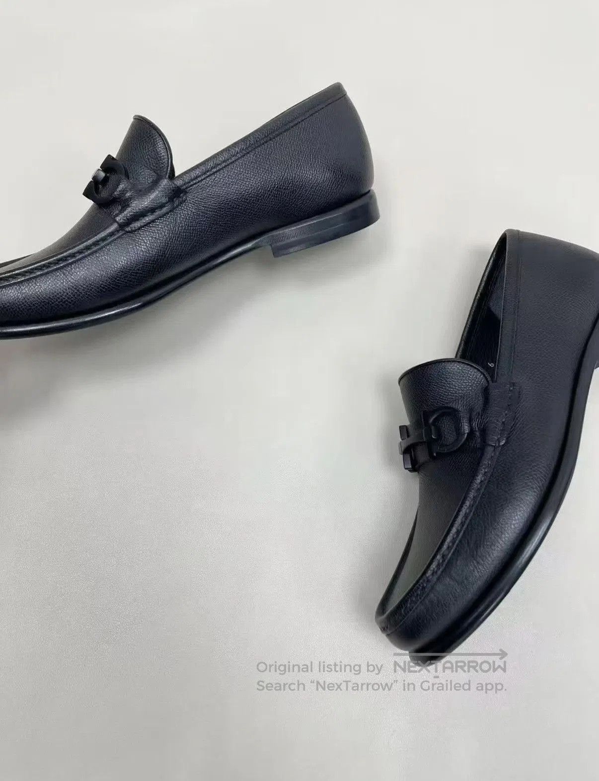 Salvatore Ferragamo Black Leather Slip-On Loafers with Buckle Accent. Size US 7 / EU 40 - 4 Thumbnail