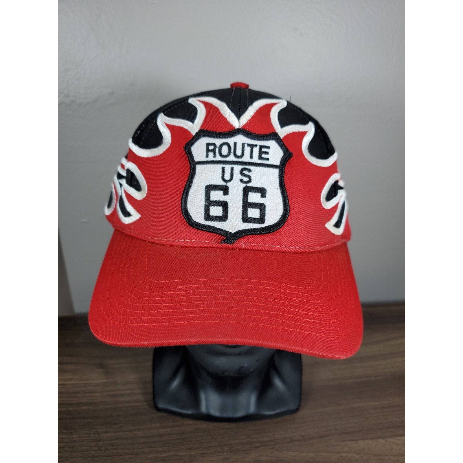 Vintage Vintage Route 66 Flame Hat Adjustable Snapback Cap Fire Size ONE SIZE - 3 Thumbnail