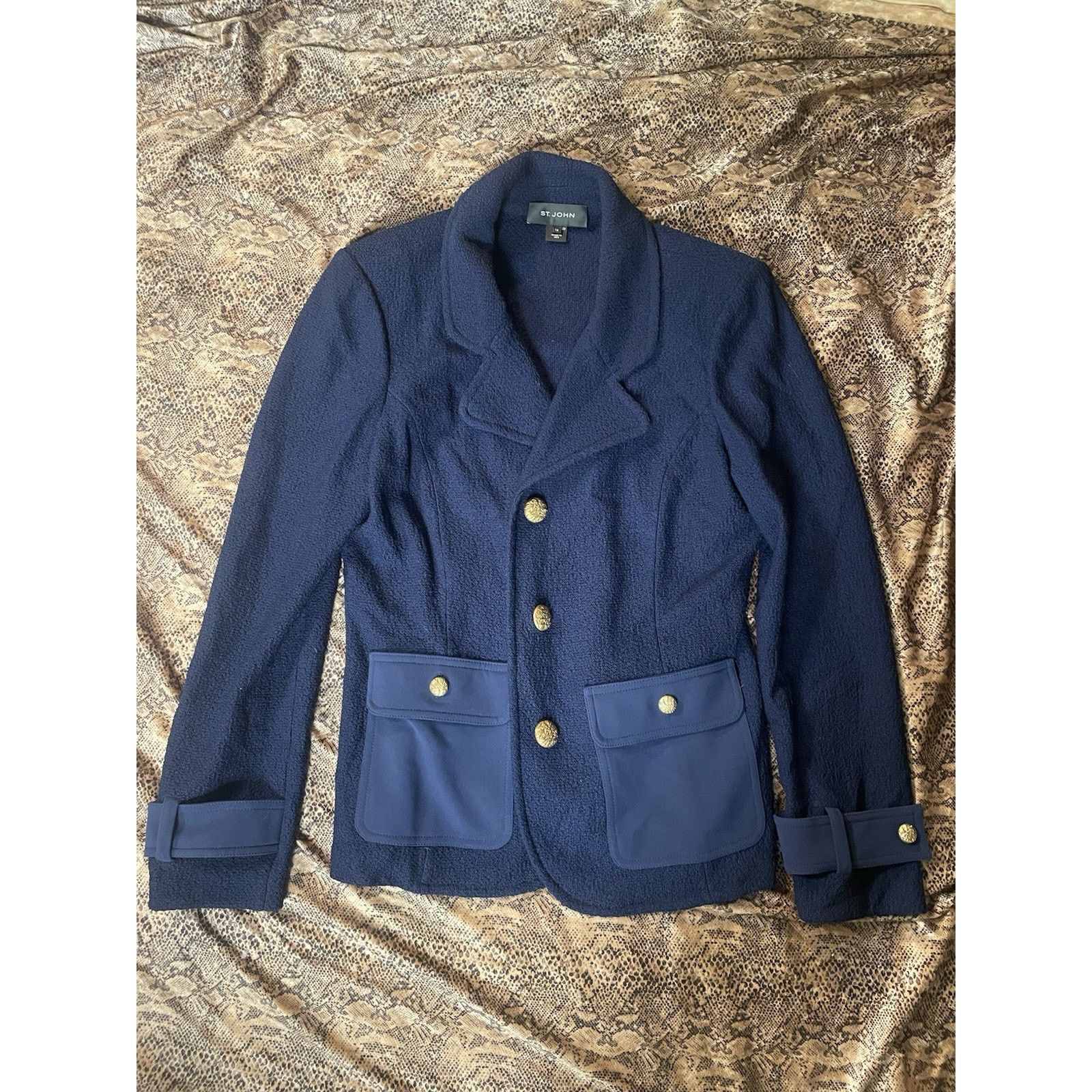 St. John St John Nautical Santana Knit Jacket Navy 12 Gold Buttons Size XL / US 12-14 / IT 48-50 - 1 Thumbnail