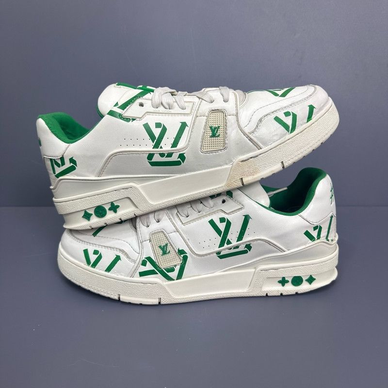 Louis Vuitton Louis Vuitton Low-Top Green and White Sneakers - Size US 8 / EU 41 - 8 Thumbnail
