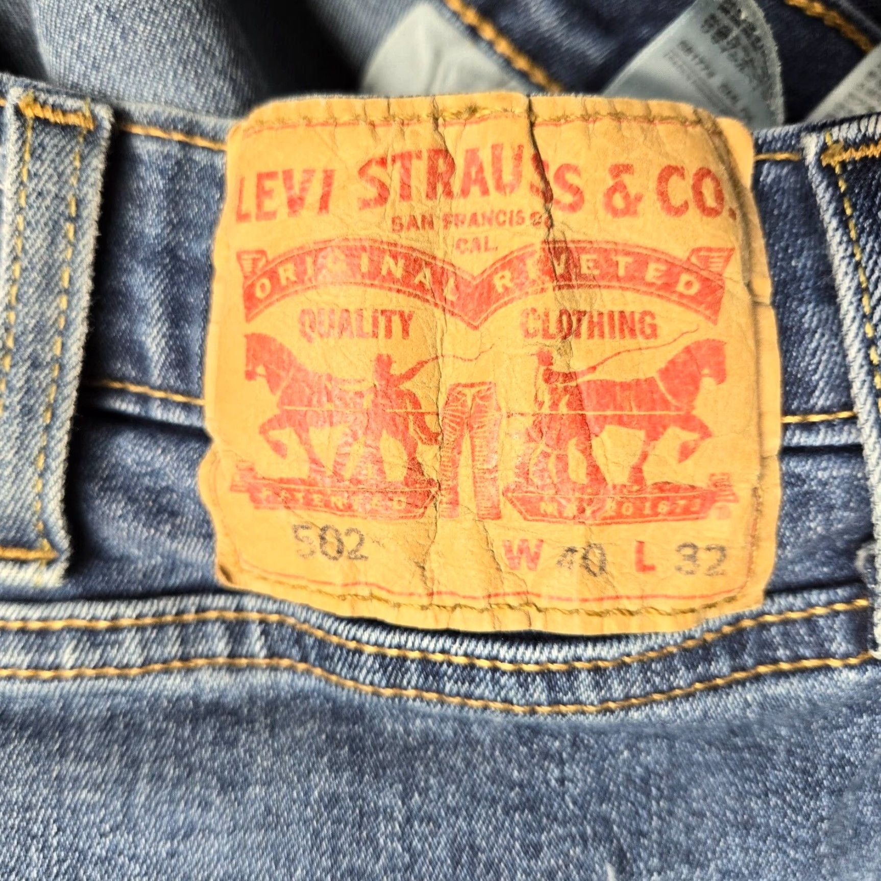 Levi's Levi's 502 Jeans Blue Mid Rise Regular Fit 40X32 Denim Pants Men Adult Size US 40 / EU 56 - 4 Thumbnail