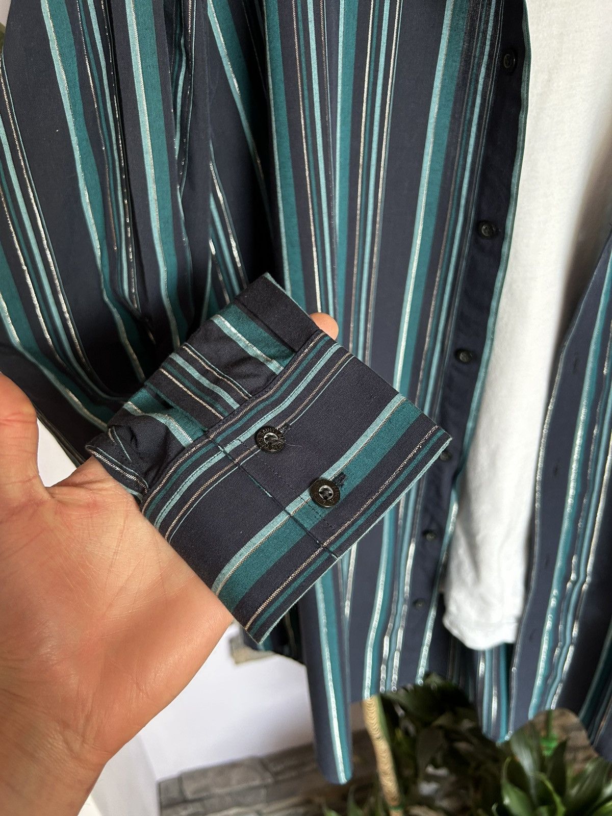 Saint Laurent Paris Vintage Yves Saint Laurent Striped Shirt Size US L / EU 52-54 / 3 - 6 Thumbnail
