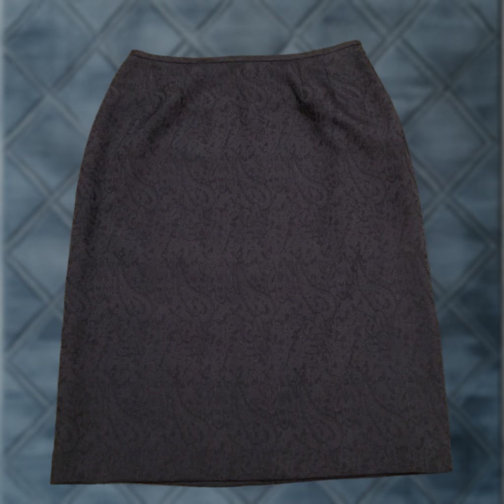 Anne Klein Anne Klein Skirt Women Knee Length High Waist Black Paisley Lined Side Slit Size 8 Pencil Straight | Regular Rise Ul Size 30" / US 8 / IT 44 - 1 Thumbnail