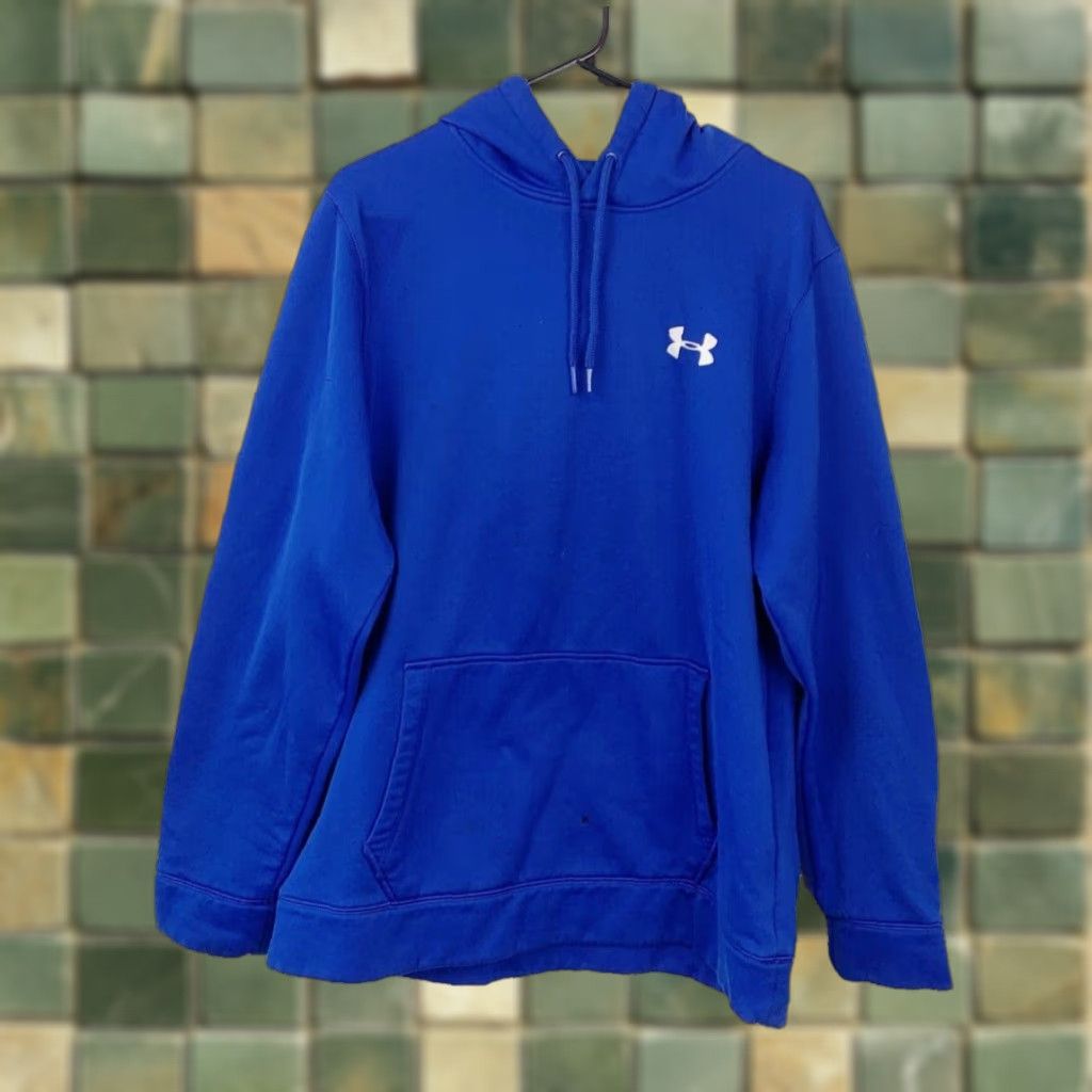 Under Armour Under Armour Hoodie Mens Large Blue Destroyed Loose Fit Pullover Hooded Sweatshirt Theme: None Size US L / EU 52-54 / 3 - 1 Thumbnail