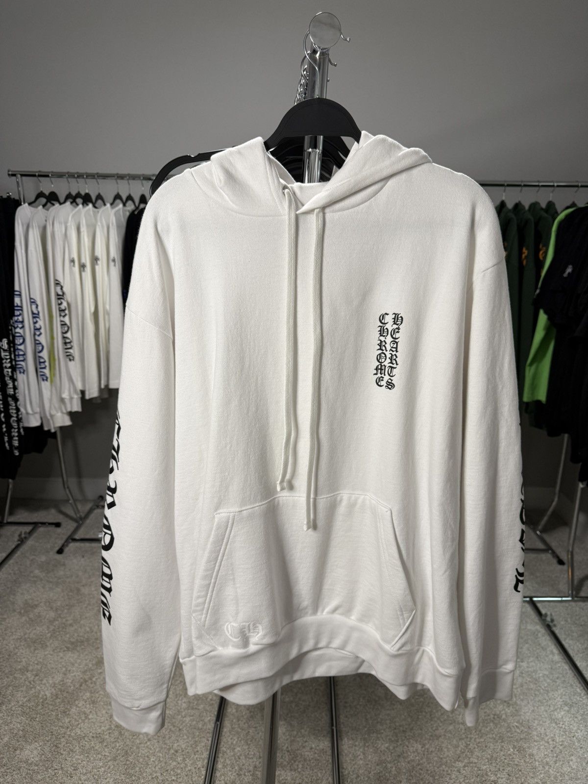 Chrome Hearts Chrome Hearts White Vertical Logo Hoodie Size US M / EU 48-50 / 2 - 1 Thumbnail
