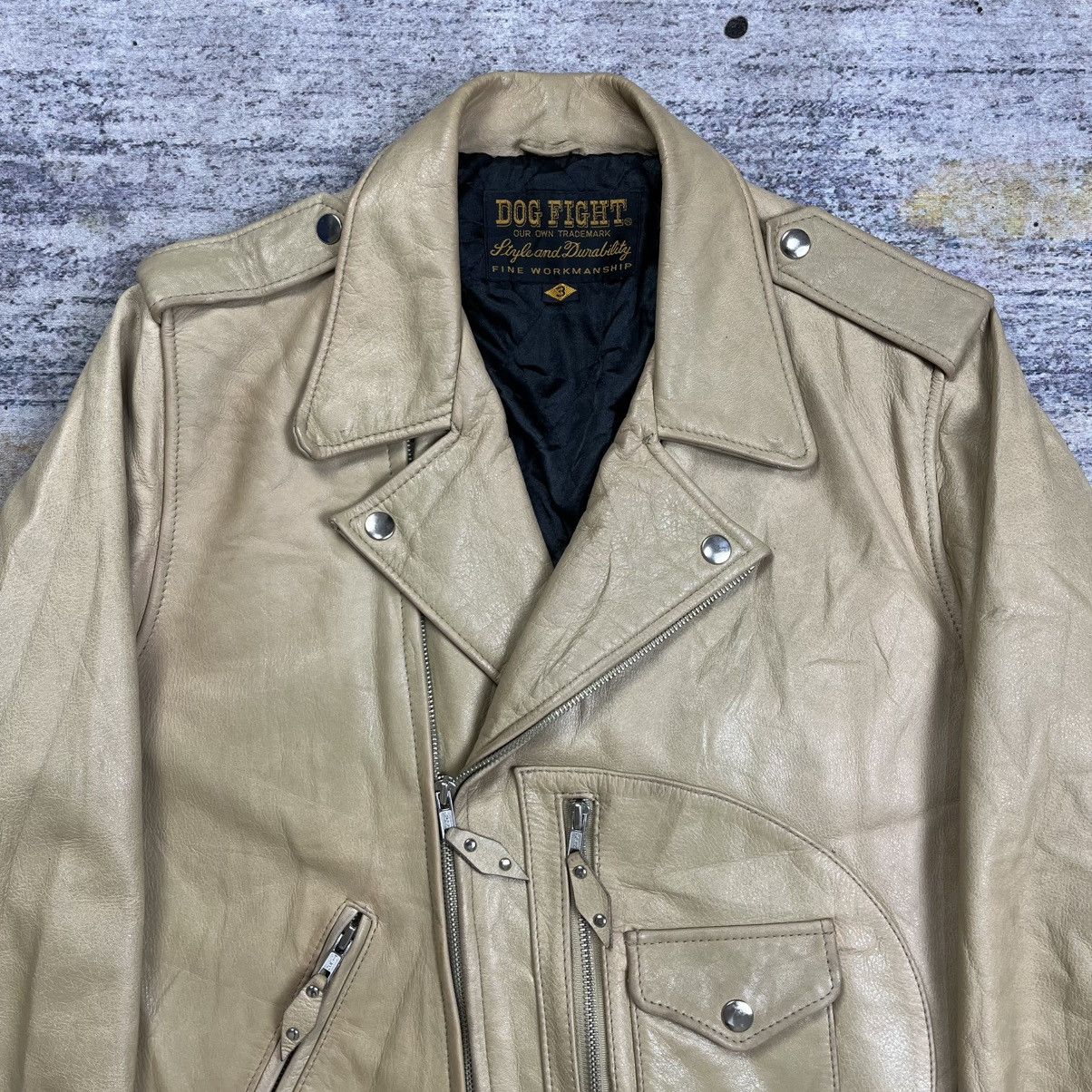 Vintage Dog Fight D-Pocket Leather Jacket in Beige, Men's — image 4 of 6