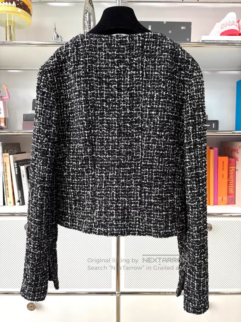 Chanel Chanel 24B black and white plaid tweed single-breasted rou Size XXS / US 00 / IT 34 - 3 Thumbnail