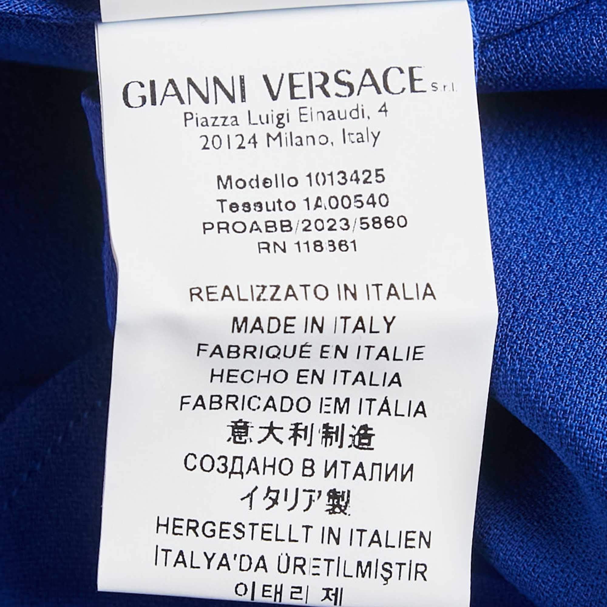 Versace Versace Blue Barocco Lace Satin Silk Cowl Neck Slip Dress S Size S / US 4 / IT 40 - 10 Thumbnail