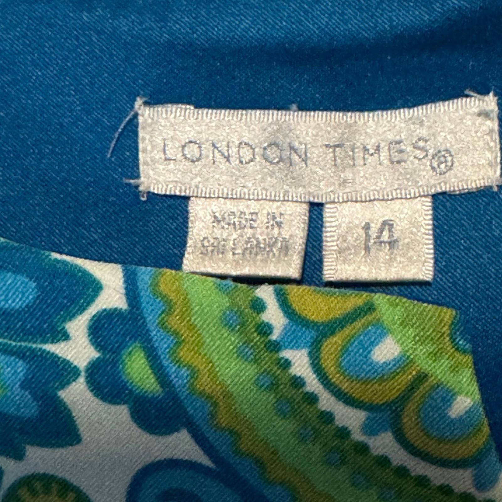 Designer London Times Stylish Blue Green Pattern Dress Size XL / US 12-14 / IT 48-50 - 3 Thumbnail