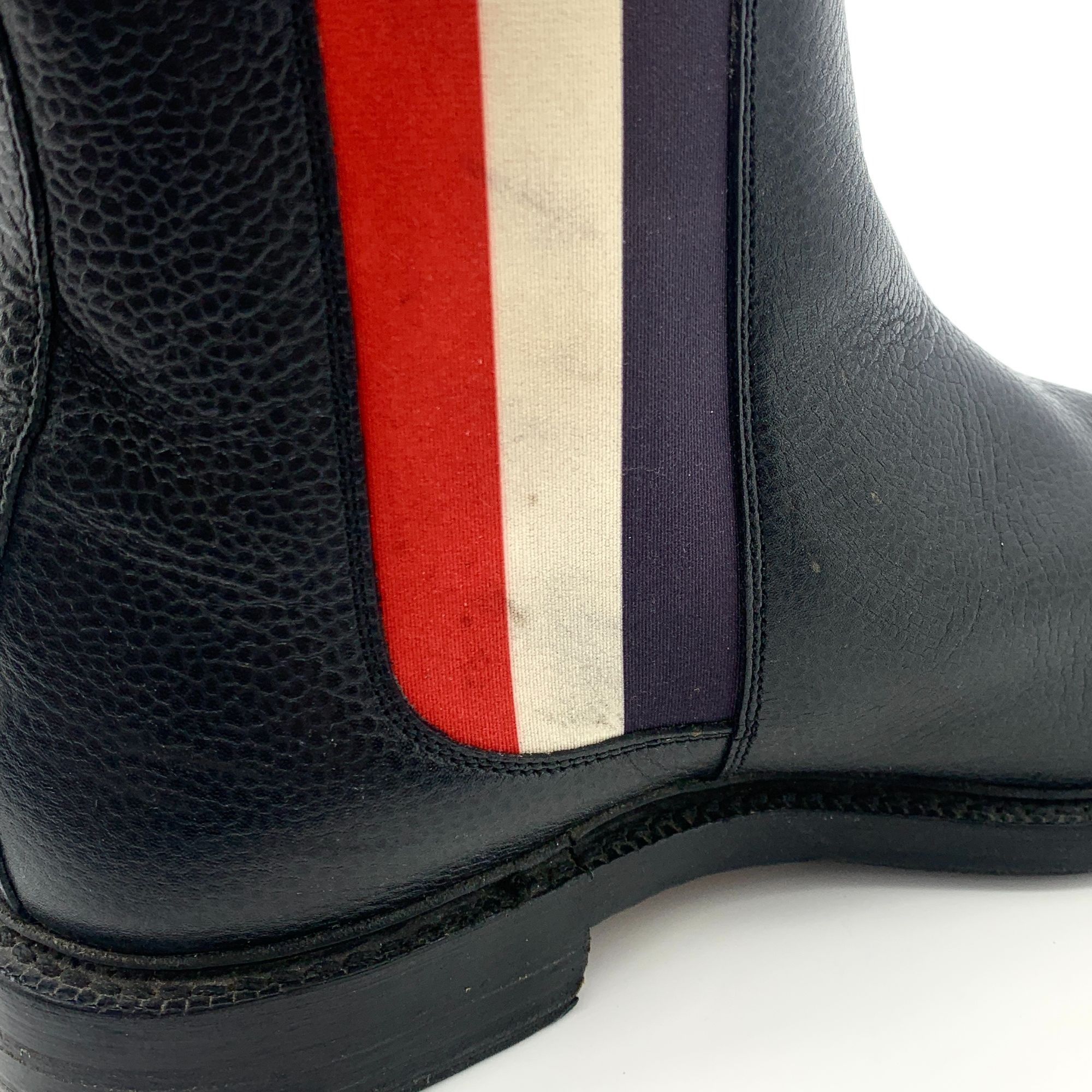 Thom Browne Thom Browne Black Striped Round-Toe Leather Chelsea Boots (S Size US 8.5 / EU 41-42 - 3 Thumbnail