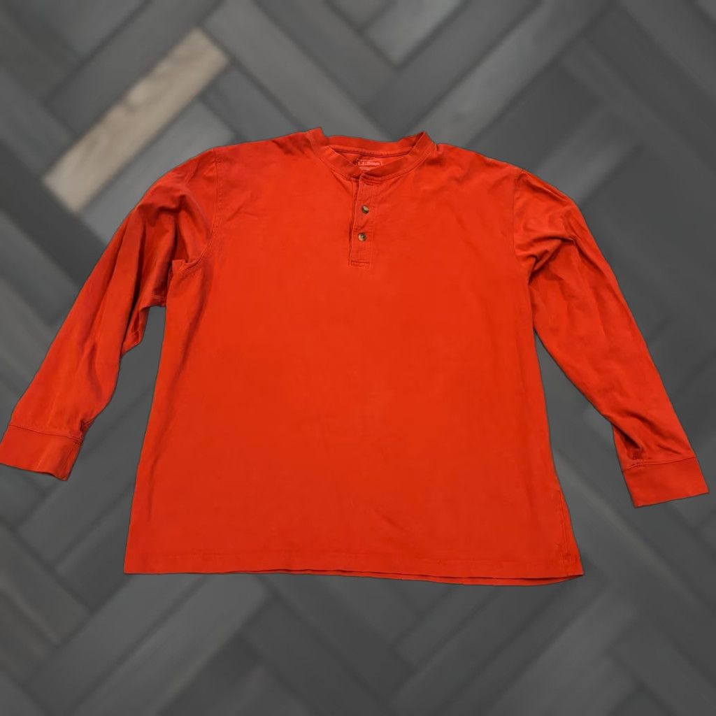 Vintage VINTAGE? No — L.L. Bean Shirt Men Long Sleeve Henley Orange Regular Fit Knit Cotton Tee Casual Size US L / EU 52-54 / 3 - 1 Thumbnail