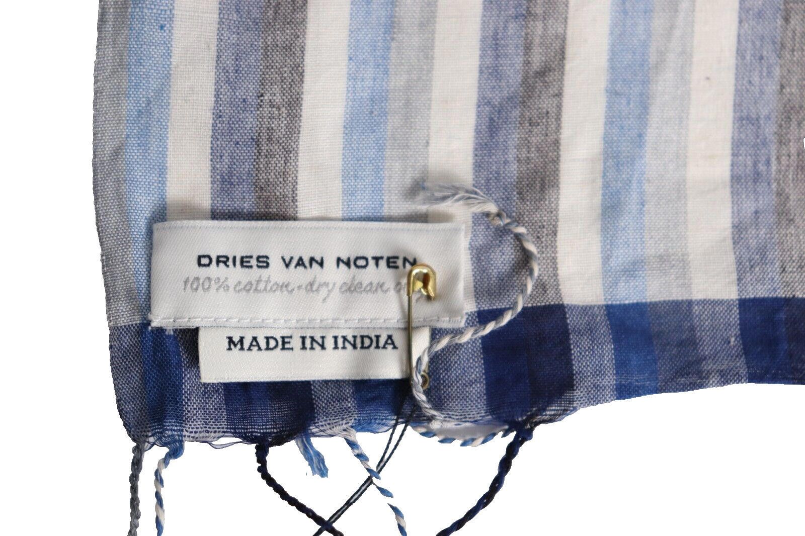 Dries Van Noten Dries Van Noten Unisex Blue Striped Farriss Scarf Cotton NWT Size ONE SIZE - 4 Thumbnail