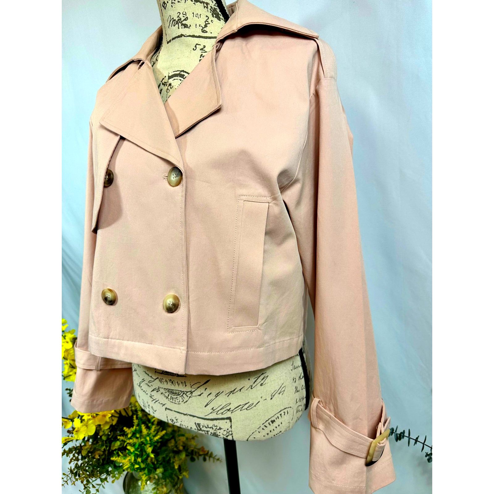 Other Elodie Eleanor Cropped Buckle Cuff Trench Coat Baby Pink M Size M / US 6-8 / IT 42-44 - 6 Thumbnail