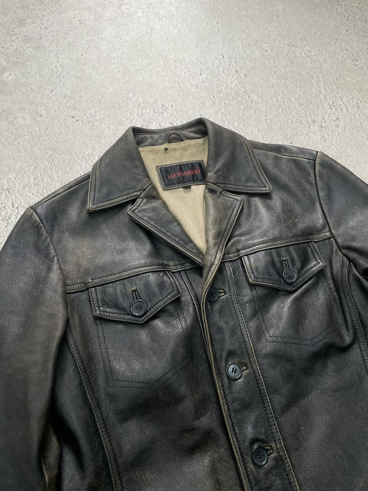 Genuine Leather Y2K button up 90s avant GARDE retro leather jacket Size US S / EU 44-46 / 1 - 3 Thumbnail