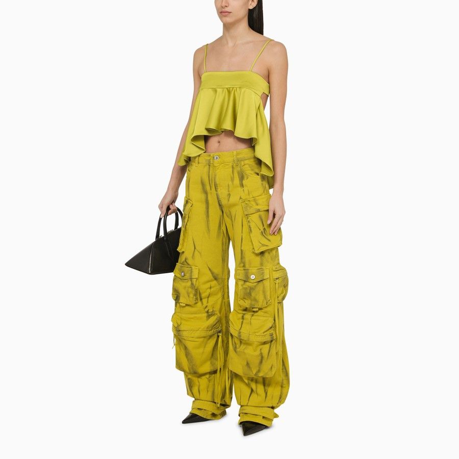 The Attico o1d2blof1024 Satin Ruffle Top in Yellow Size XS / US 0-2 / IT 36-38 - 2 Thumbnail