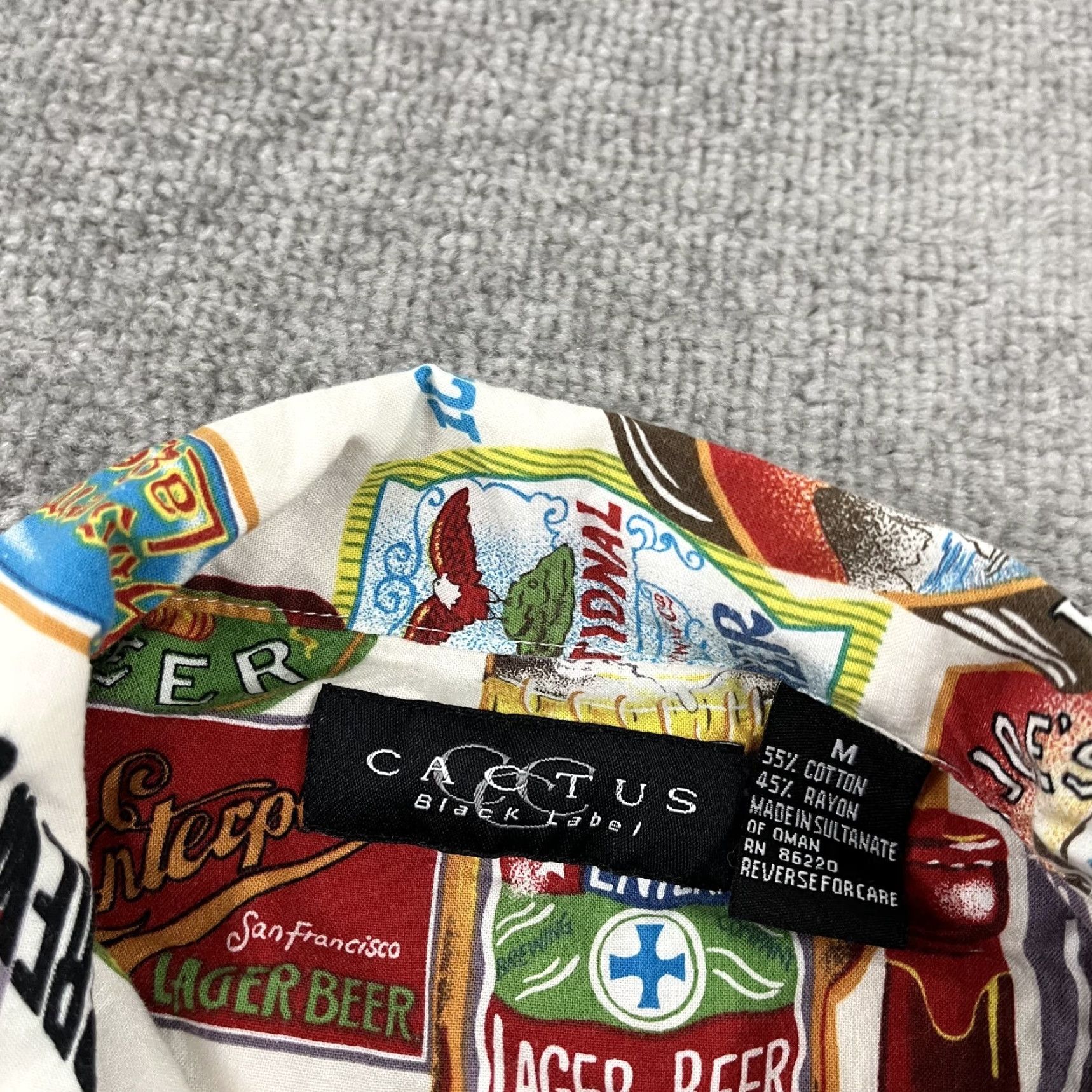 Vintage Cactus Novelty Button-Up Shirt Mens Medium White Lager Beer Geometric 90s Casual Size US M / EU 48-50 / 2 - 2 Thumbnail