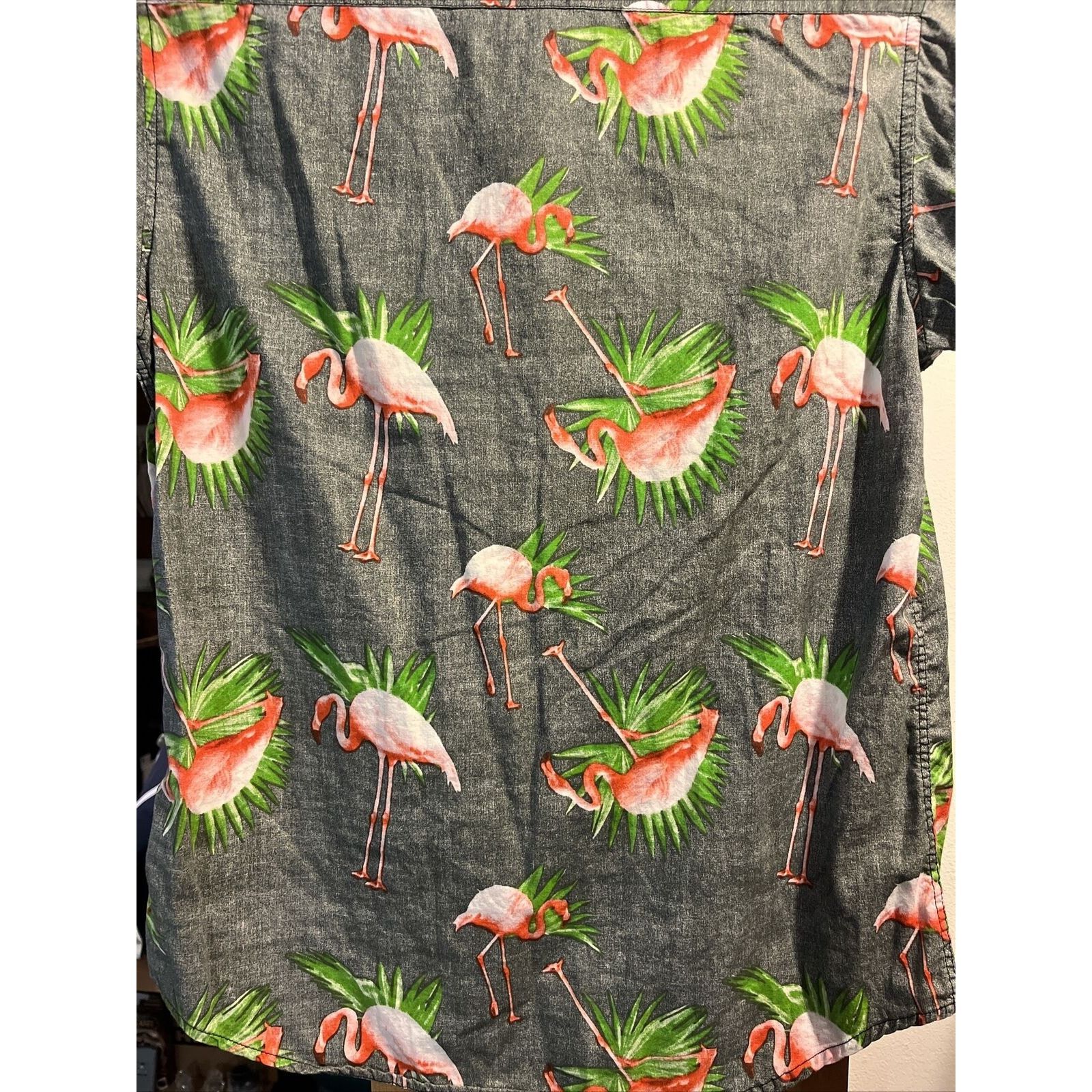 Ocean Current Ocean Current Men’s S Gray Flamingo SS Cotton Hawaiian Shirt Size US S / EU 44-46 / 1 - 14 Thumbnail