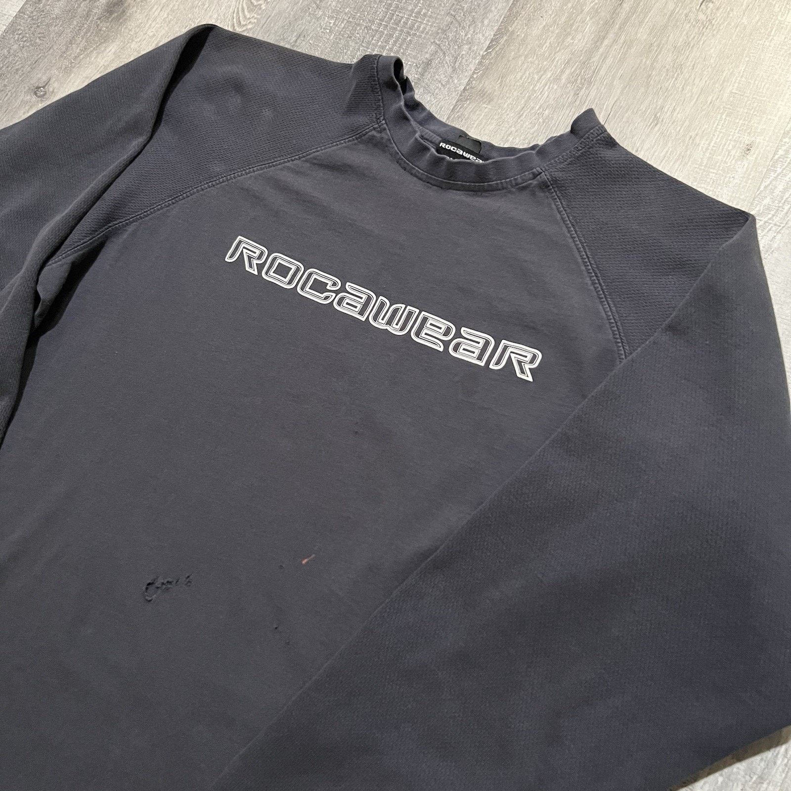 Rocawear VTG Rocawear Y2K Shirt Black Distressed Hip Hop Skater Shirt Size US XL / EU 56 / 4 - 3 Thumbnail