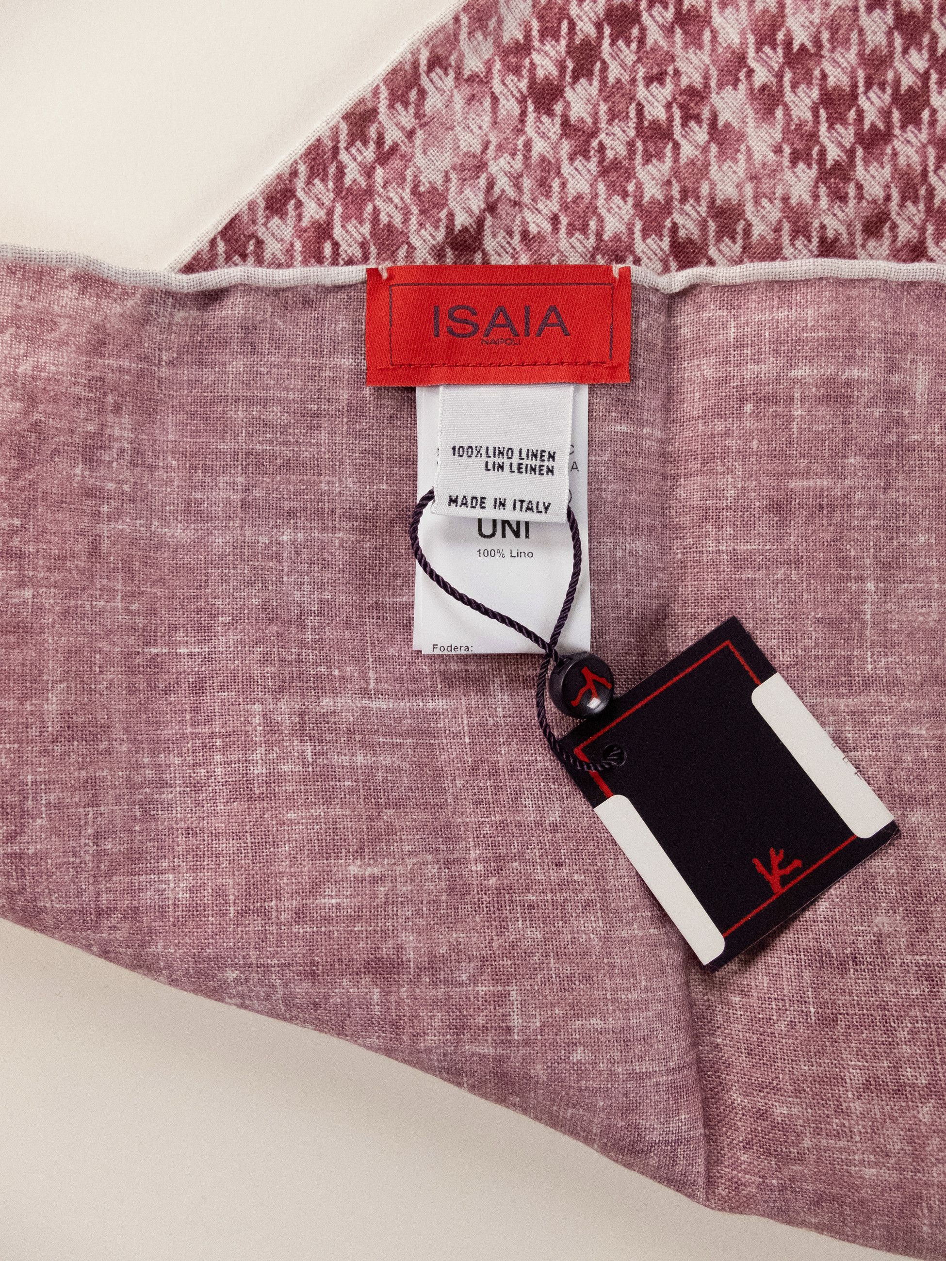 Isaia ISAIA pink white houndstooth plaid linen pocket square Size ONE SIZE - 3 Thumbnail