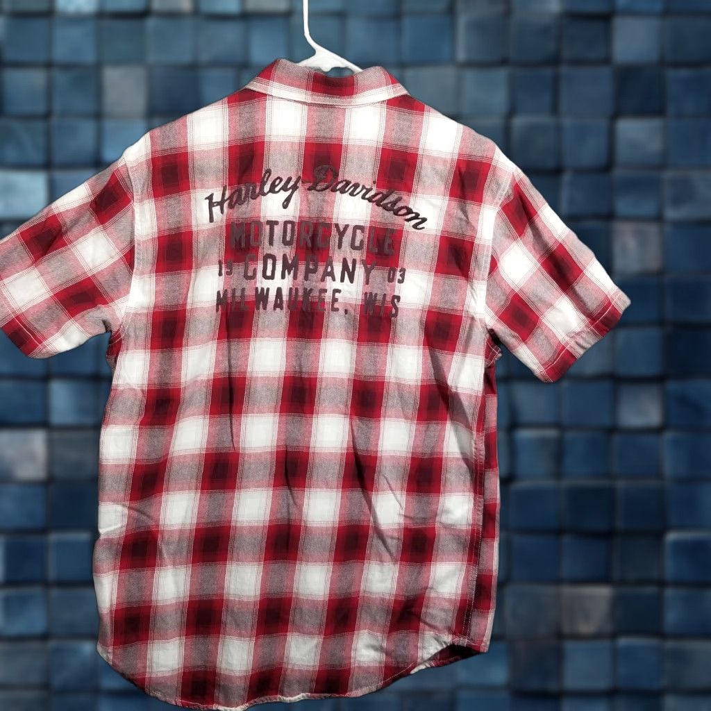 Harley Davidson Harley-Davidson Shirt Mens M Red Plaid Short Sleeve Button Up Milwuakee Size US M / EU 48-50 / 2 - 1 Thumbnail