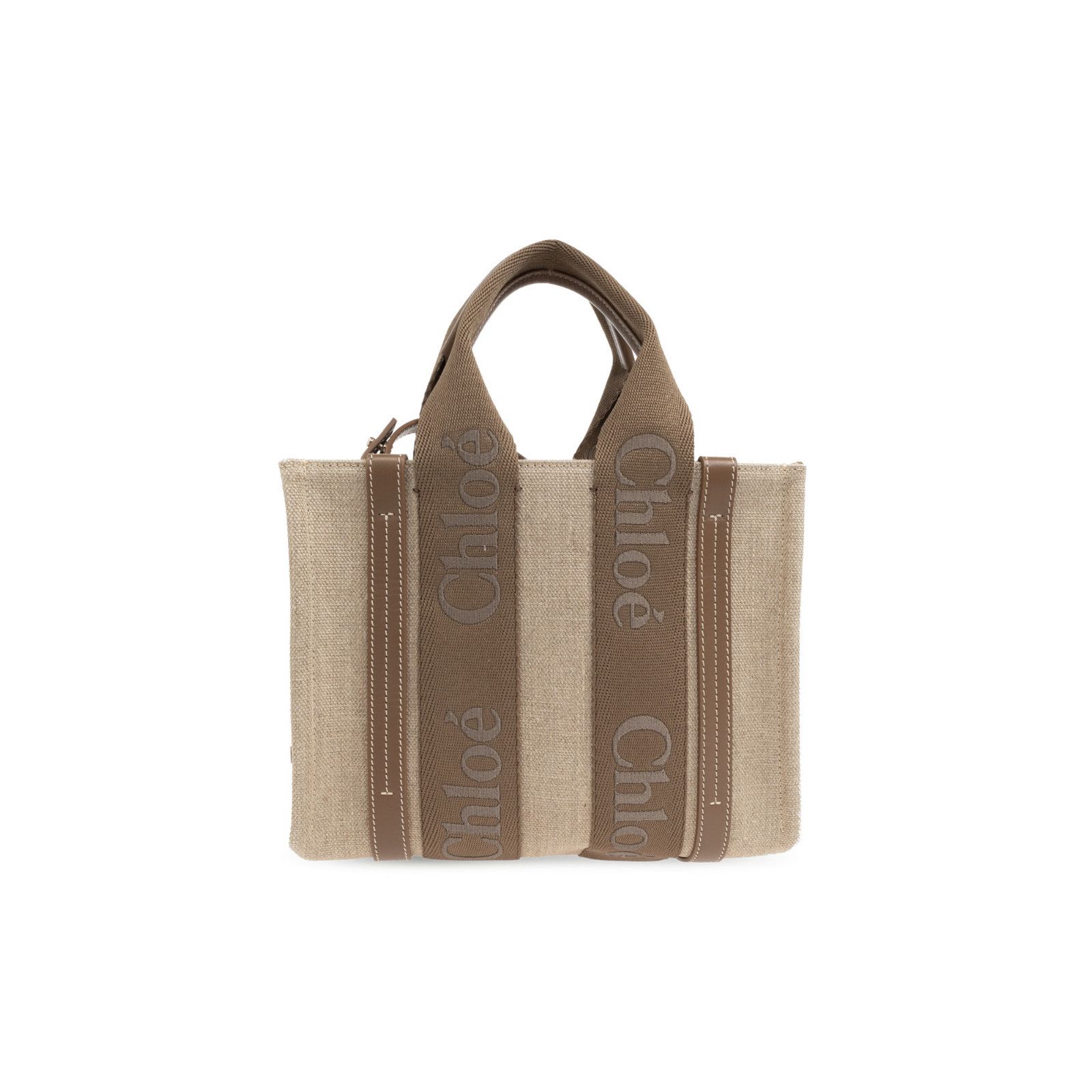 Chloe Chloe Small Brown Linen Tote Shopper Bag New & Authentic Size ONE SIZE - 2 Thumbnail