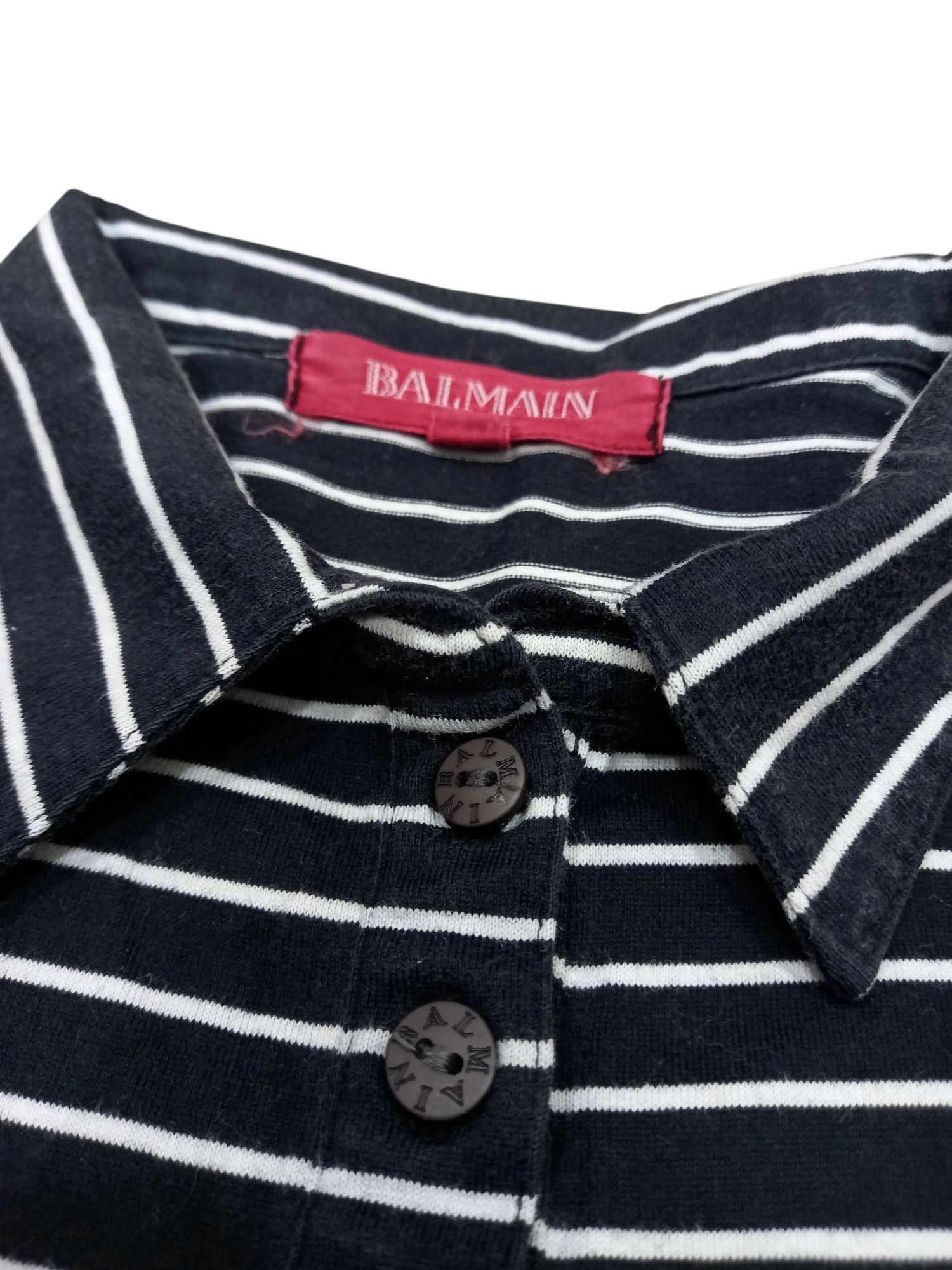Balmain Balmain Paris Stripe Floral Logo Spellout Polo Size XL / US 12-14 / IT 48-50 - 4 Thumbnail