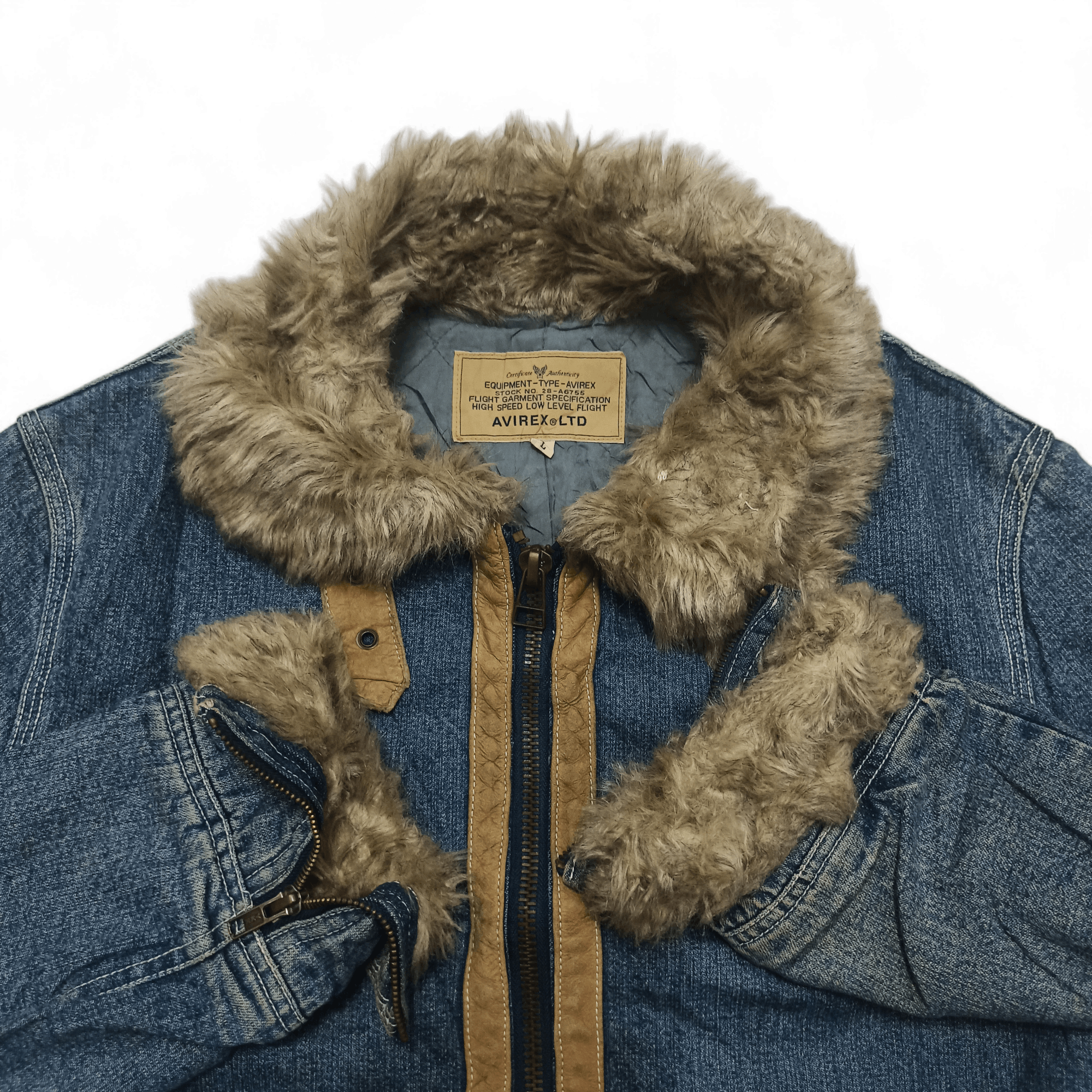 Avirex Vintage Avirex Military Air Force Fur Denim Jean Jacket Size US L / EU 52-54 / 3 - 7 Thumbnail