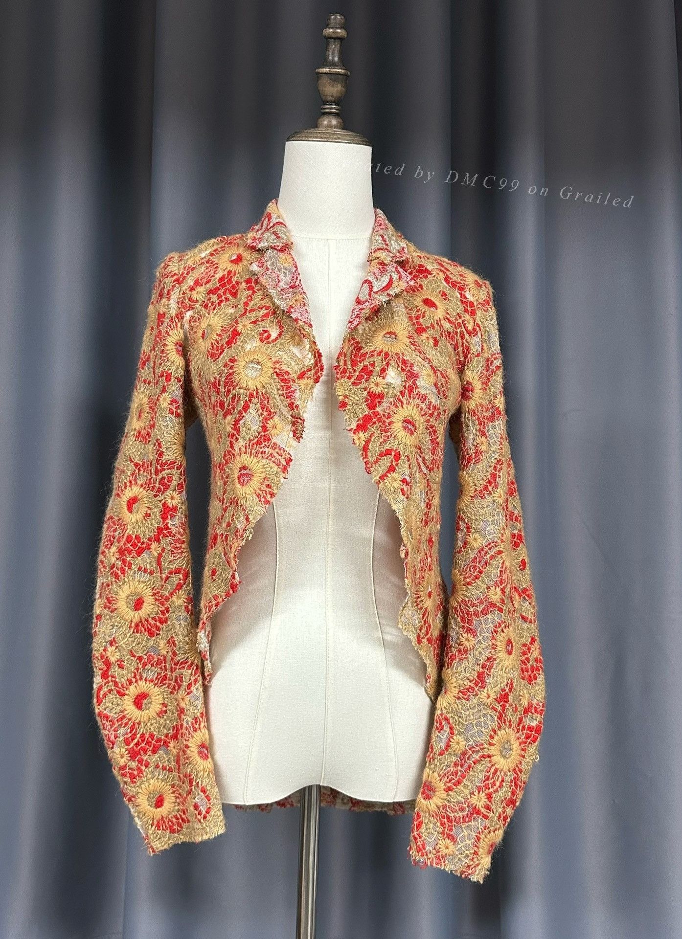 Comme des Garcons Comme des Garçons AD2003 Red Gold Crochet Coat Size S / US 4 / IT 40 - 1 Thumbnail