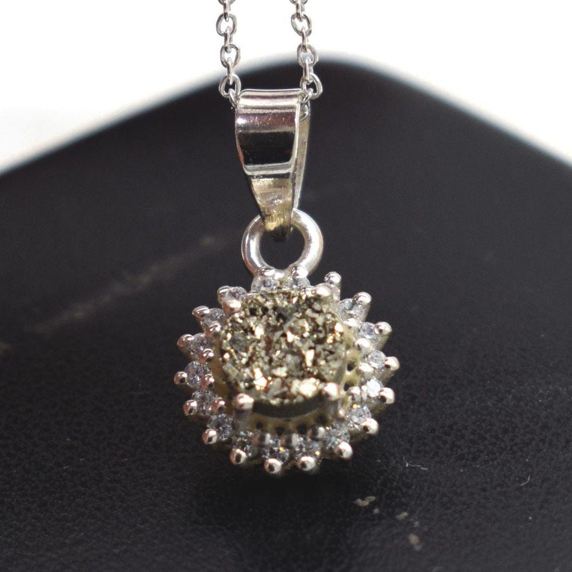 Handmade Pyrite Gemstone 925 K Silver Pendant Necklace - 18 Inch Size ONE SIZE - 8 Thumbnail