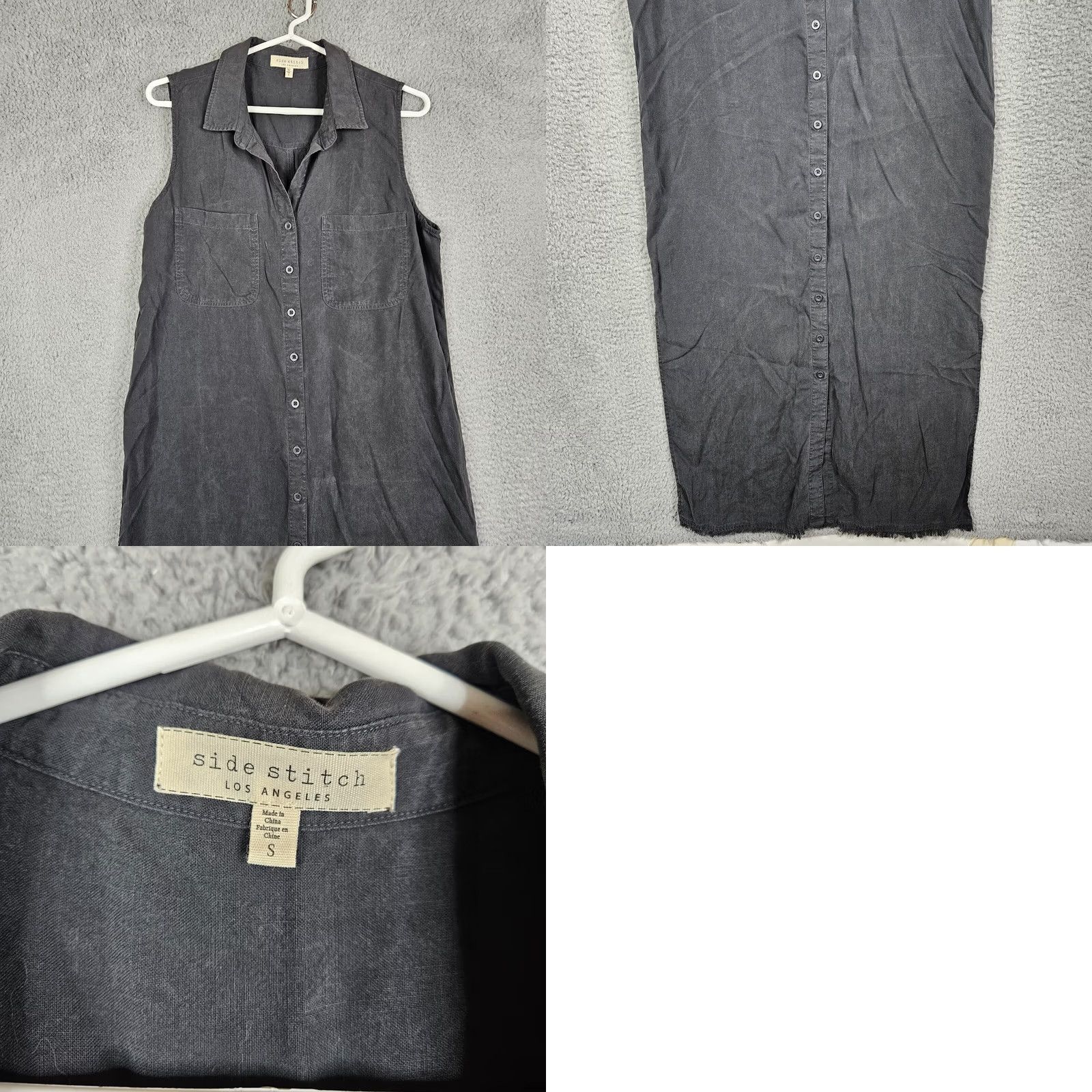 Vintage SIDE STITCH Dress Women's Dark Gray Tencera Button Front A-Line Knee Length S Gray Size S / US 4 / IT 40 - 8 Thumbnail