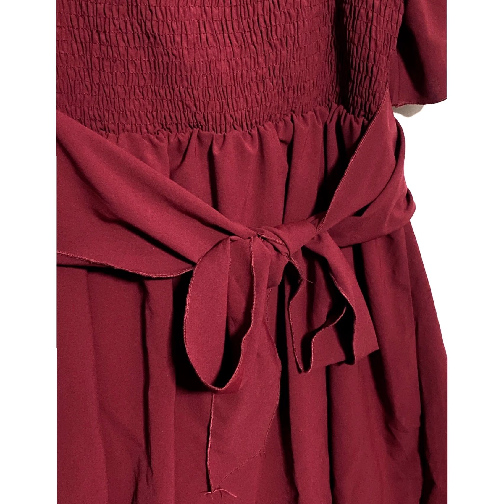 Vintage Dokotoo Red Faux Wrap Dress XL Dress Womens XXL Short Sleeve V-Neck Holiday, Special Occasion, Wedding, Romantic, A-Line, Polyester, Knee Length, Red Size XL / US 12-14 / IT 48-50 - 4 Thumbnail