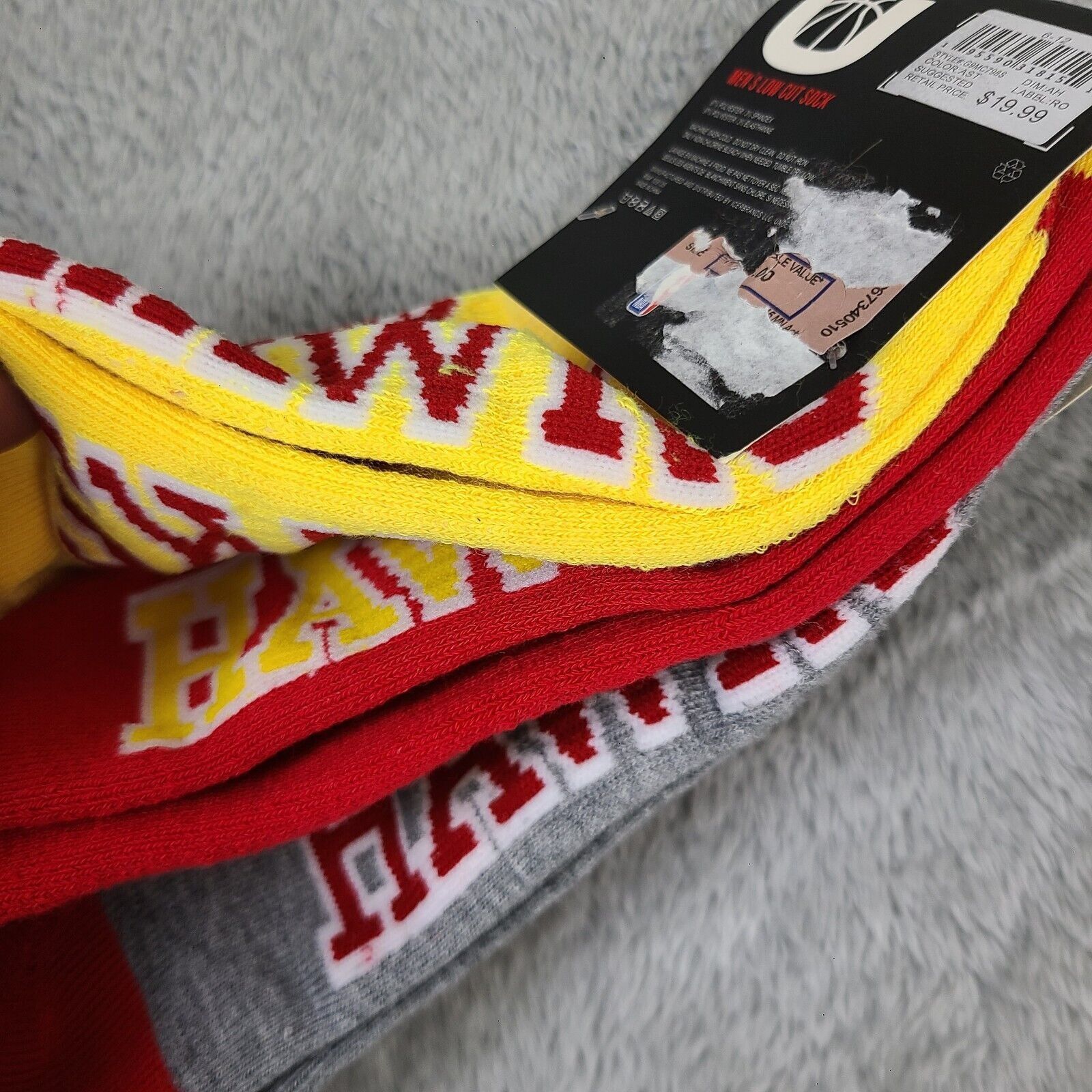 NBA Atlanta Hawks Socks Size 6-12 Yellow, Grey, Red All Differen Size ONE SIZE - 6 Thumbnail