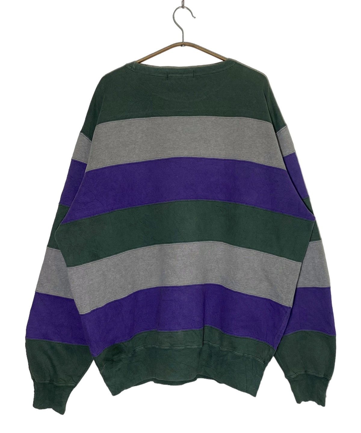 Polo Ralph Lauren Vtg 90's POLO patchwork Green Grey Purple Oversize Jumper Size US L / EU 52-54 / 3 - 5 Thumbnail