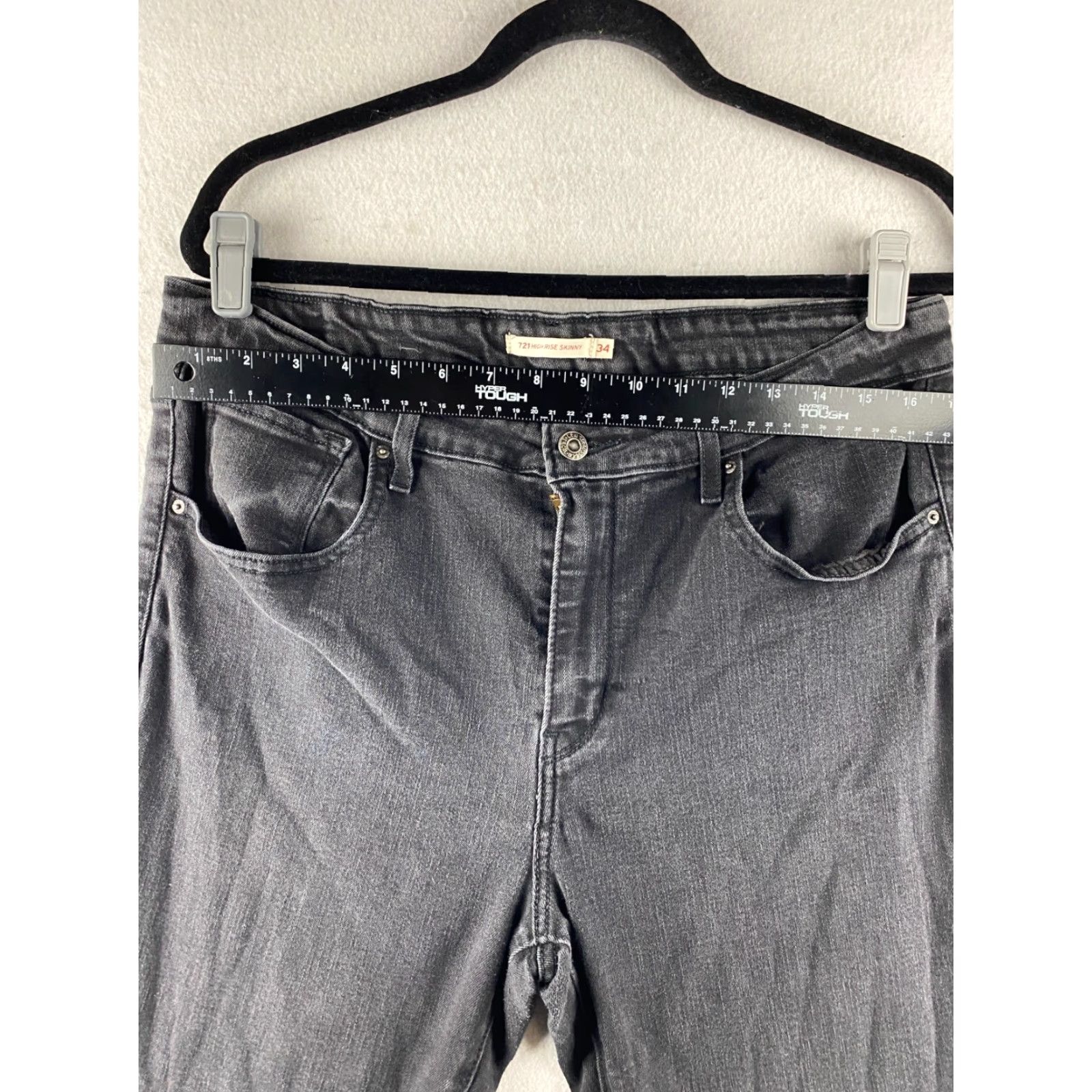 Levi's Levis Jeans Women's 34 Black 721 High Rise Skinny Stretch Denim Dark Wash Casual Size 24" / US 00 / IT 34 - 7 Thumbnail