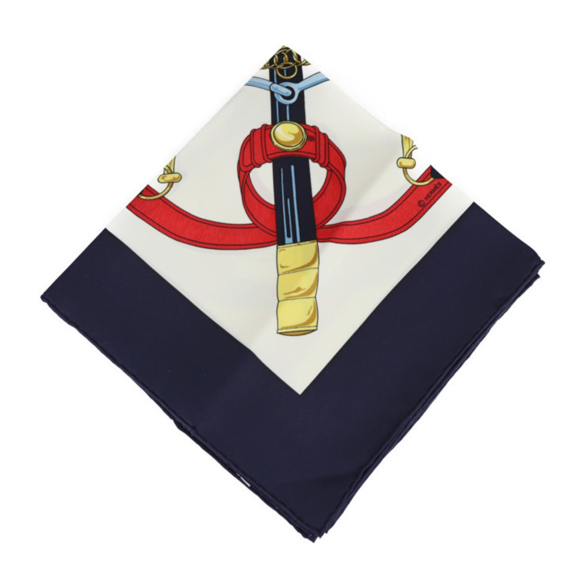 image of Hermes Eperon D'or Golden Spurs Carre90 Scarf Silk Blue Multicolor in Black, Women's