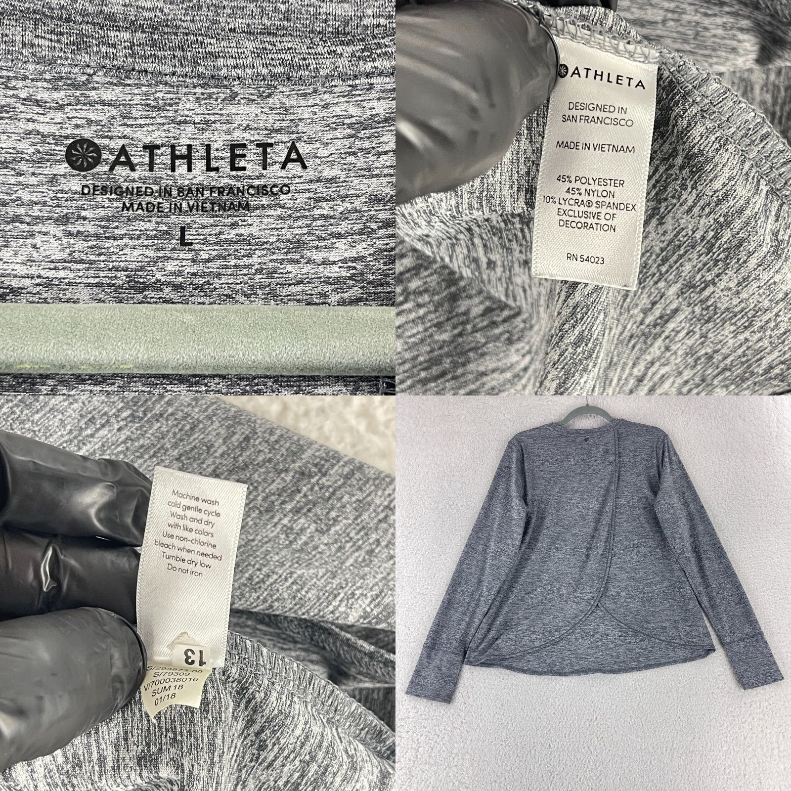 Athleta Athleta Shirt Womens Large Long Sleeve UPF Tulip Back Sunlover Stretch Gray Regular Size L / US 10 / IT 46 - 8 Thumbnail