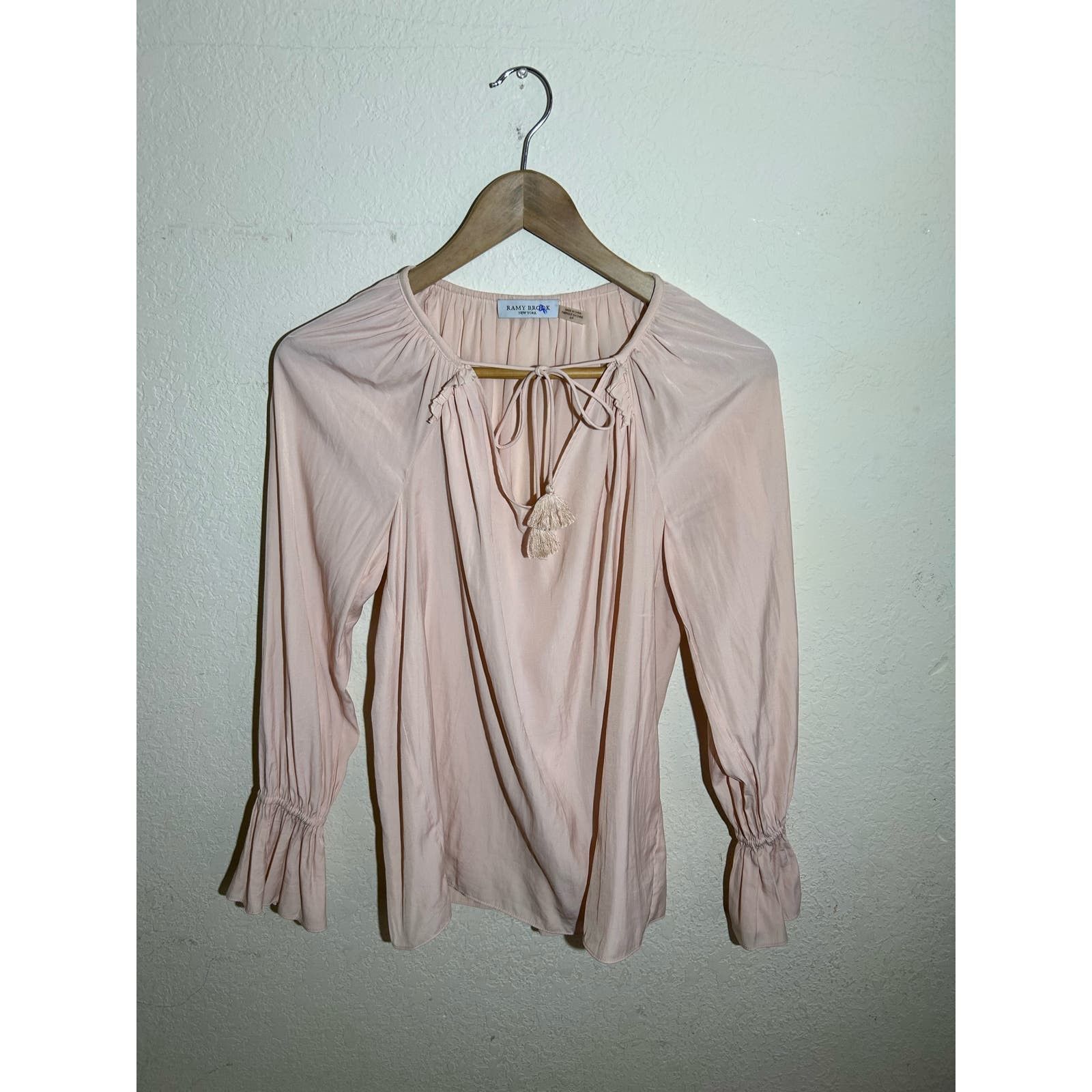 image of Ramy Brook Cream Long Sleeve Blouse Size Small, Women's