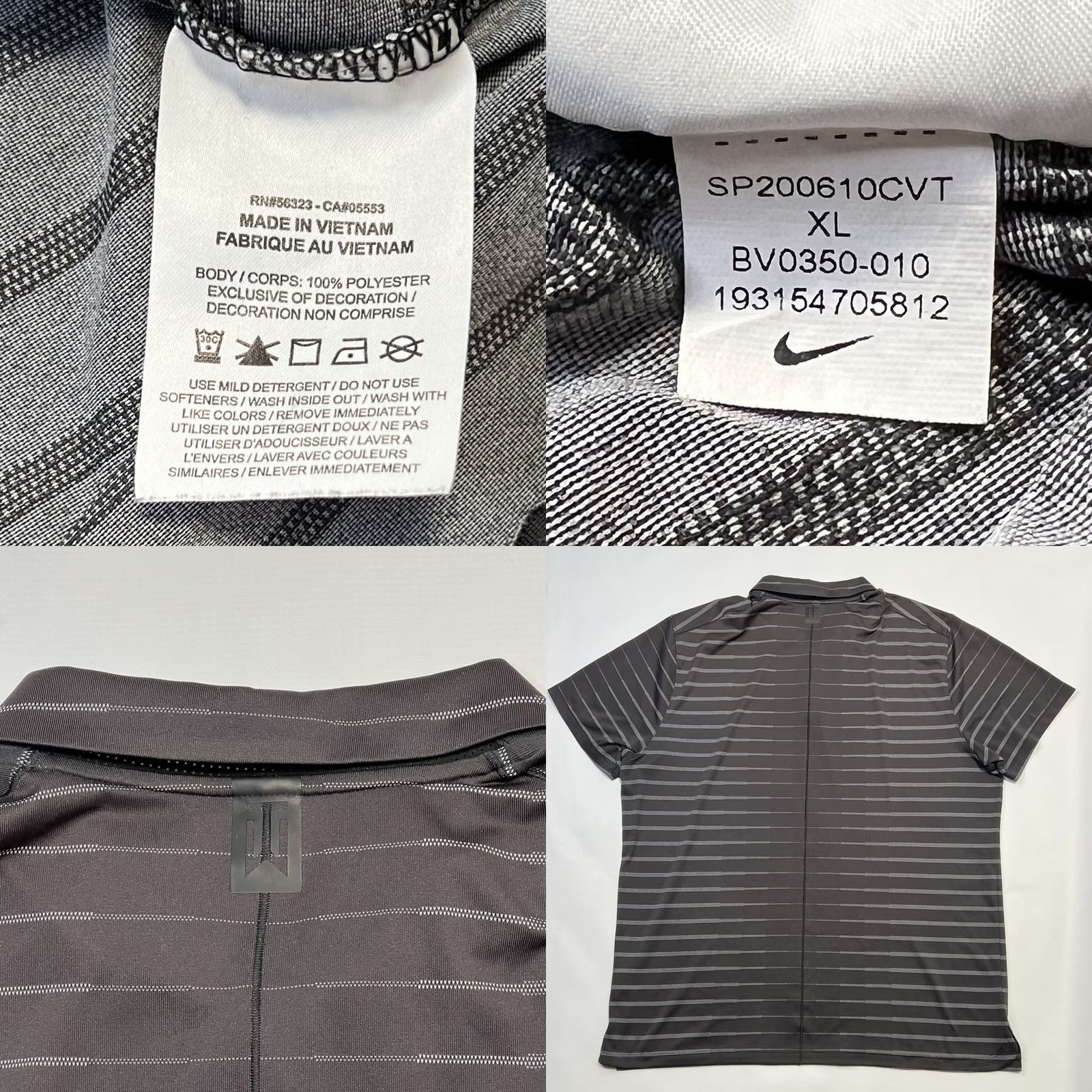 Nike Nike Tiger Woods Polo Shirt Mens XL Black Striped Dri-Fit Golf BV0350-010 Size US XL / EU 56 / 4 - 9 Thumbnail