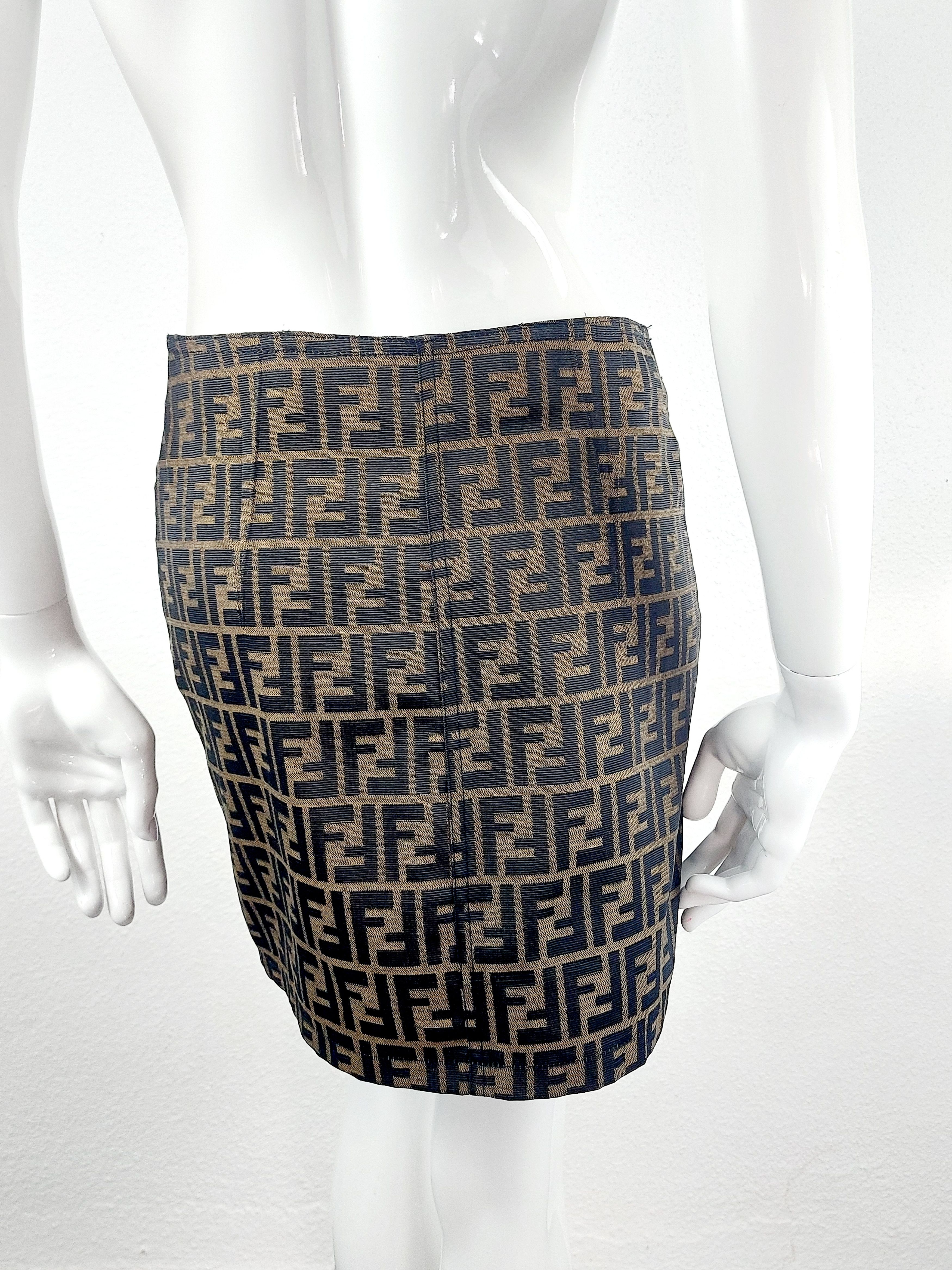 Fendi Fendi Zucca FF Archive Monogram FF 90’s Mini Pencil Skirt Size 27" / US 4 / IT 40 - 8 Thumbnail